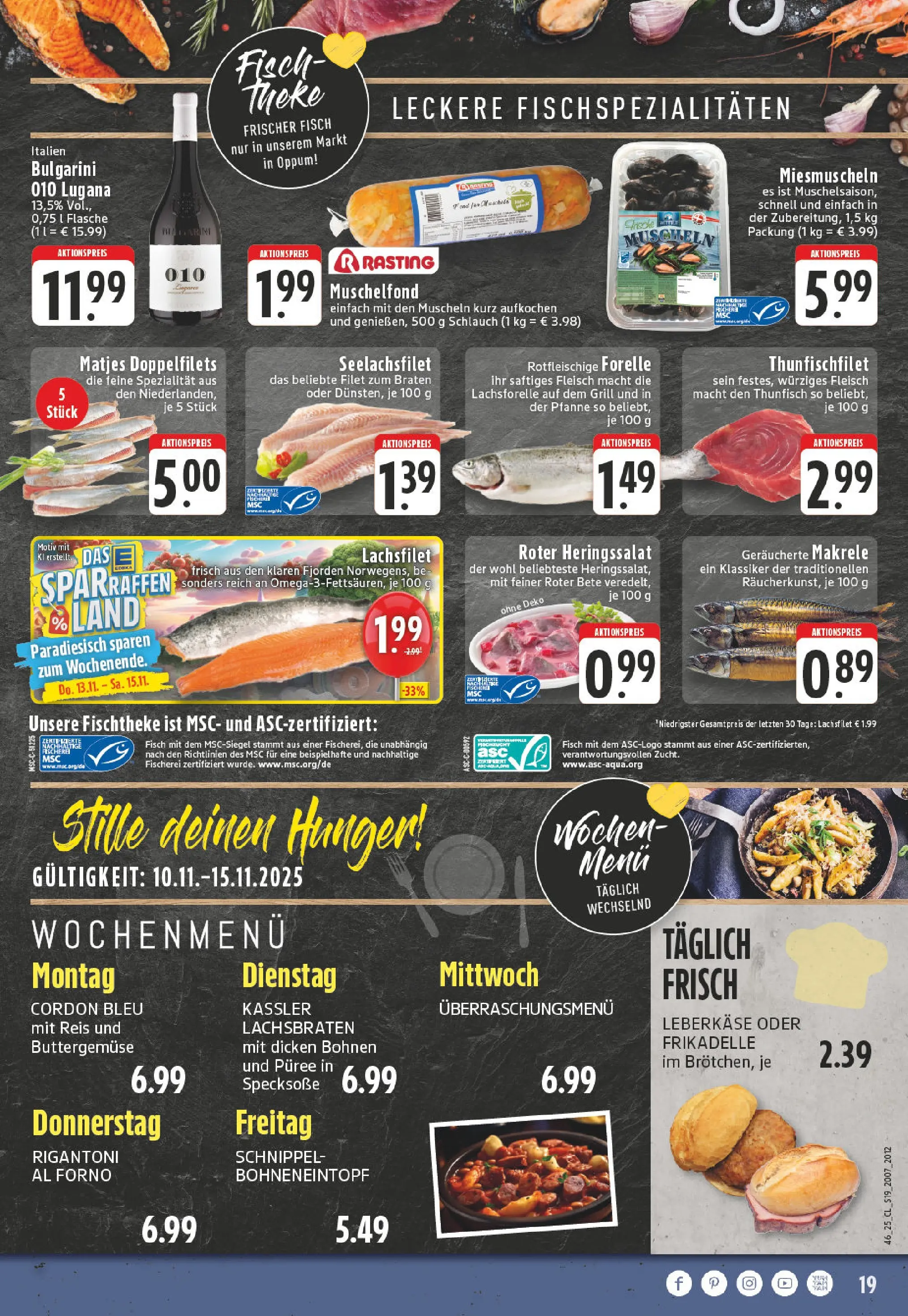 Edeka prospekt Krefeld	 (ab 10.11.2025) » Angebote Online | Seite: 19 | Produkte: Fisch, Reis, Fleisch, Leberkase