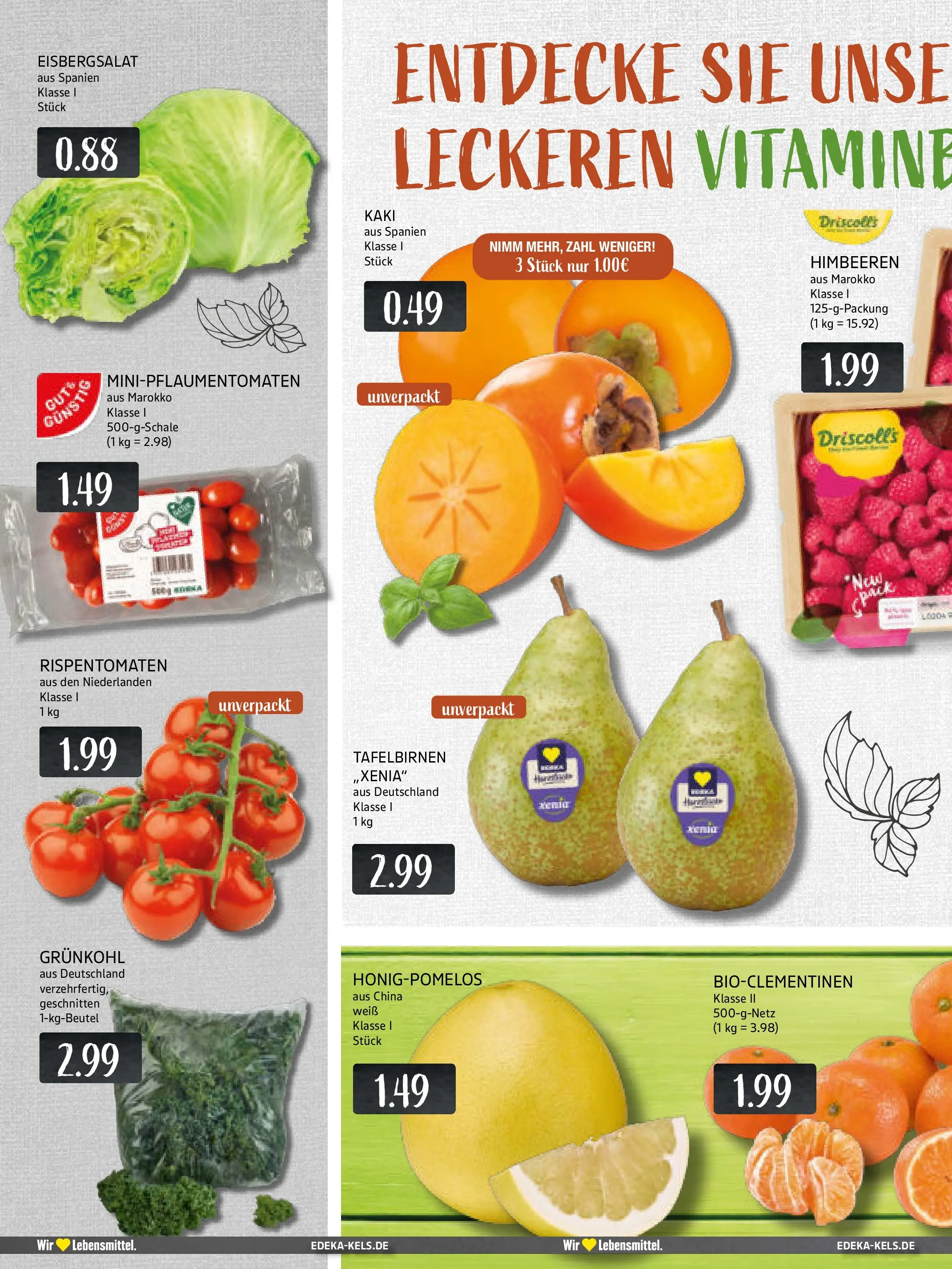 Edeka prospekt Essen	 (ab 09.11.2025) » Angebote Online | Seite: 8 | Produkte: Himbeeren, Eisbergsalat, Kaki