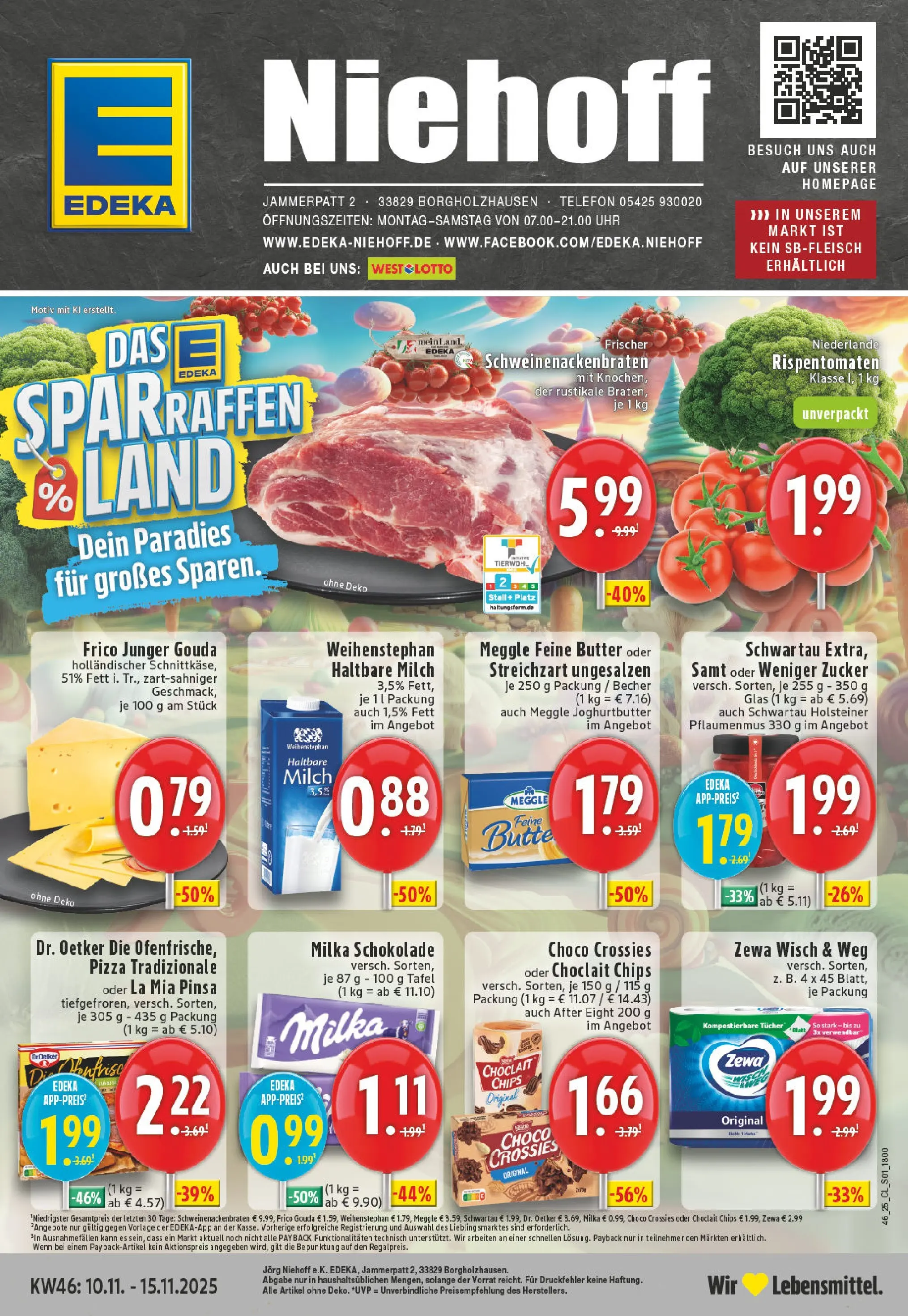 Edeka prospekt Borgholzhausen	 (ab 10.11.2025) » Angebote Online | Seite: 1 | Produkte: Milch, Haltbare milch, Zucker, Pizza