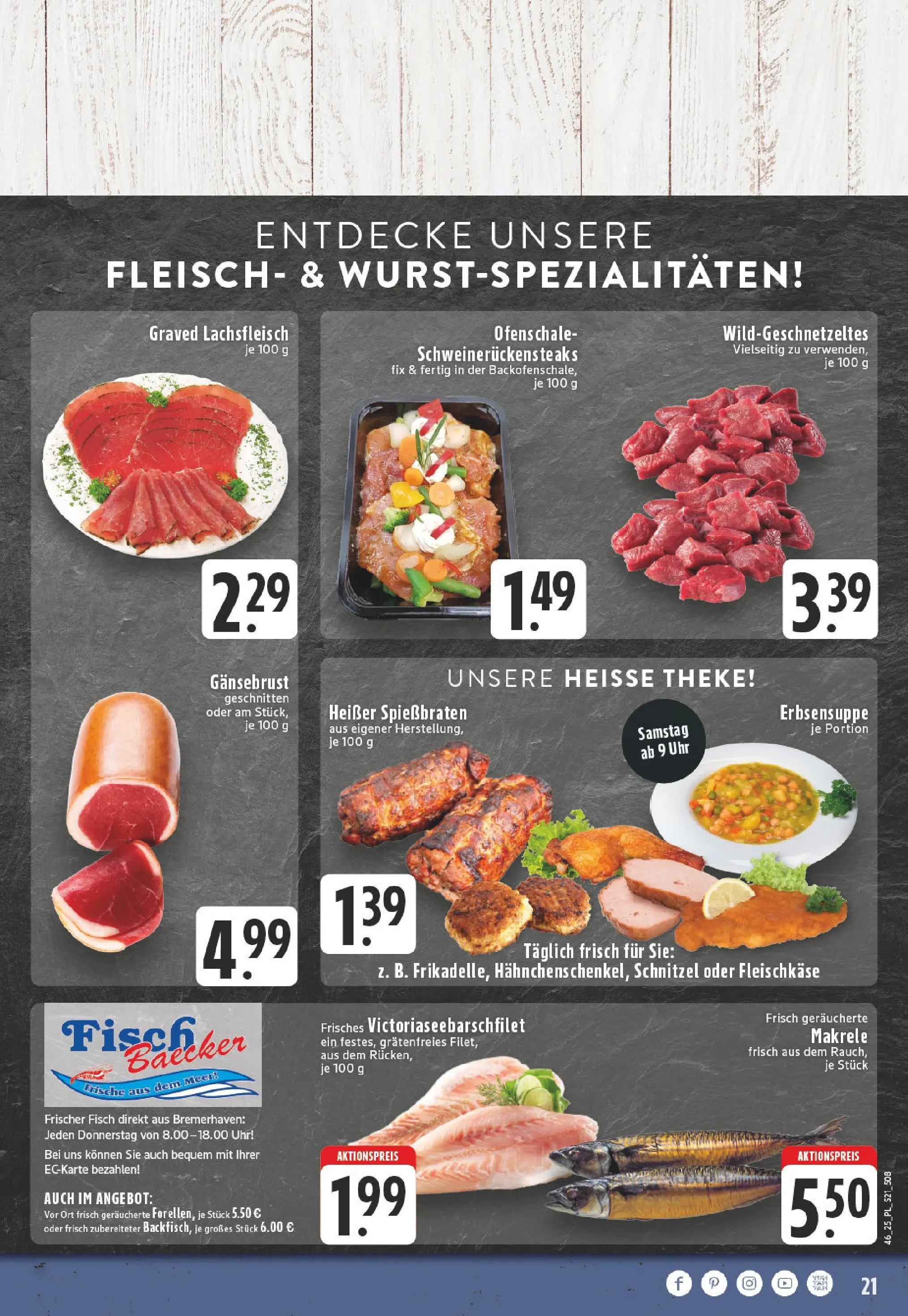 Edeka prospekt Kerken-Aldekerk	 (ab 10.11.2025) » Angebote Online | Seite: 21 | Produkte: Theke, Schnitzel, Fisch, Fleisch