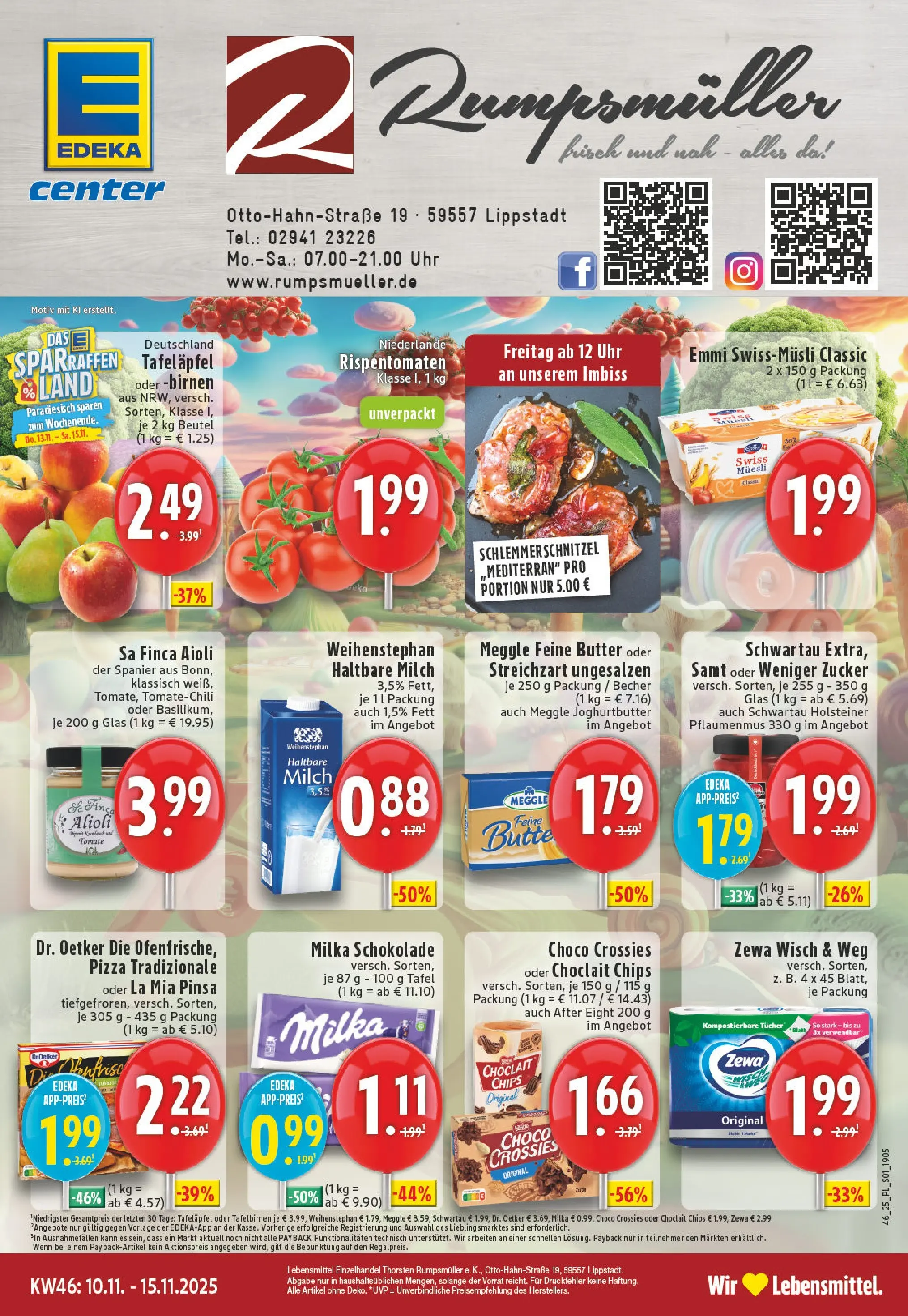 Edeka prospekt Lippstadt	 (ab 09.11.2025) » Angebote Online | Seite: 1 | Produkte: Schnitzel, Milka, Chips, Uhr