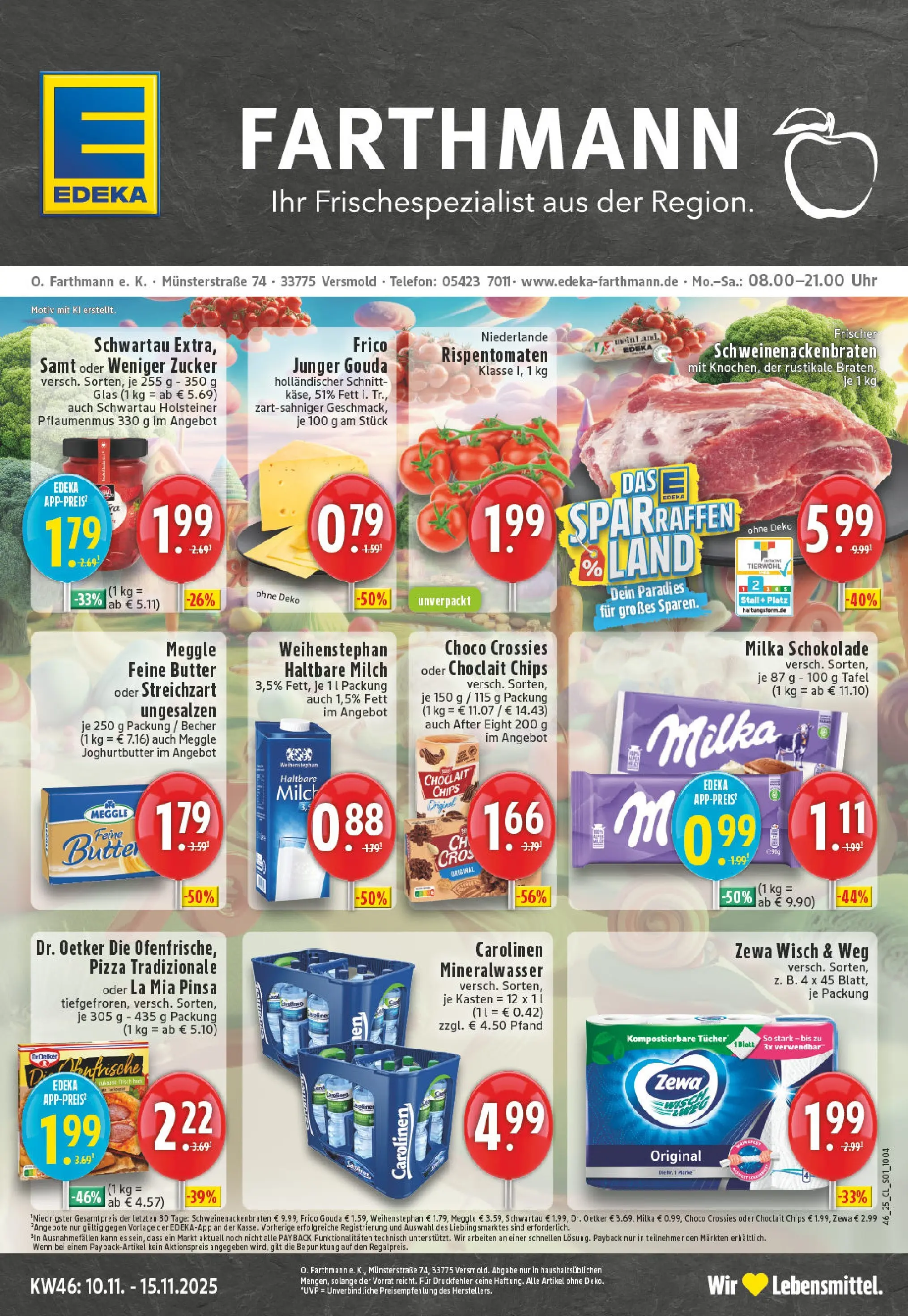 Edeka prospekt Versmold	 (ab 09.11.2025) » Angebote Online | Seite: 1 | Produkte: Butter, Haltbare milch, Zucker, Chips