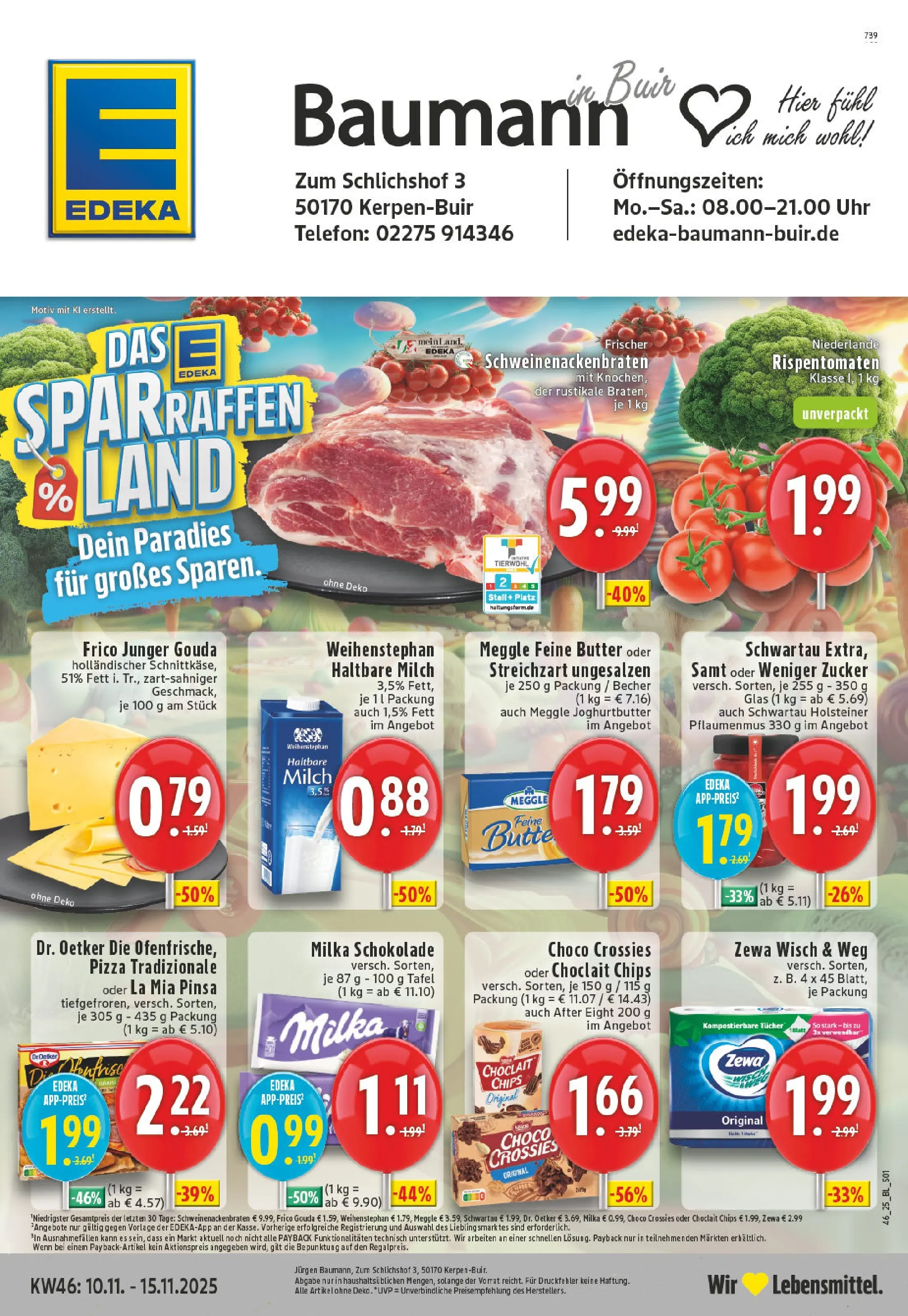 Edeka prospekt Kerpen	 (ab 10.11.2025) » Angebote Online | Seite: 1 | Produkte: Butter, Haltbare milch, Zucker, Uhr