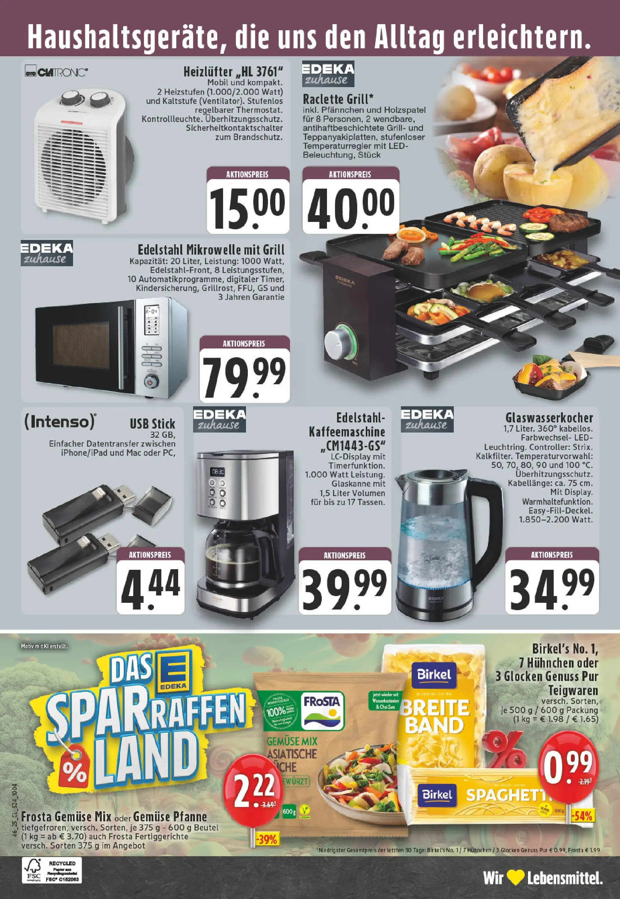 Edeka prospekt Versmold	 (ab 09.11.2025) » Angebote Online | Seite: 24 | Produkte: Kaffeemaschine, Gemüse, Usb stick, Raclette