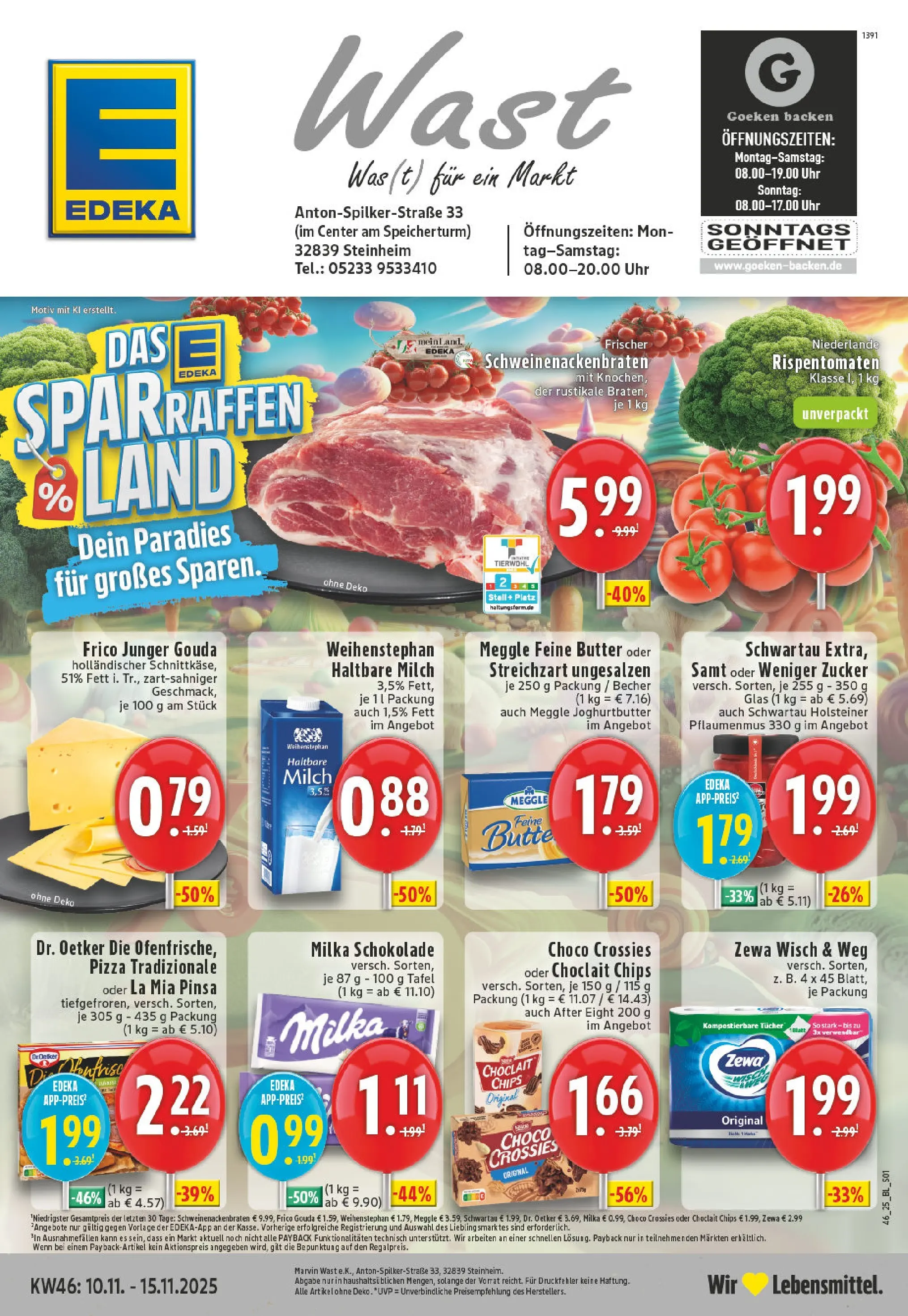 Edeka prospekt Steinheim	 (ab 10.11.2025) » Angebote Online | Seite: 1 | Produkte: Schokolade, Zucker, Pizza, Chips