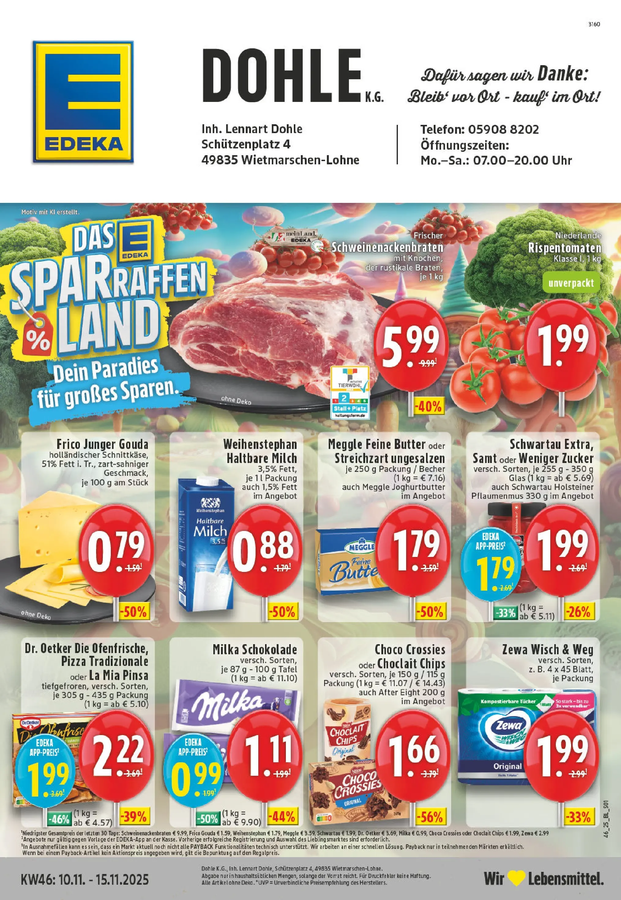 Edeka prospekt Lohne	 (ab 09.11.2025) » Angebote Online | Seite: 1 | Produkte: Butter, Schokolade, Haltbare milch, Zucker