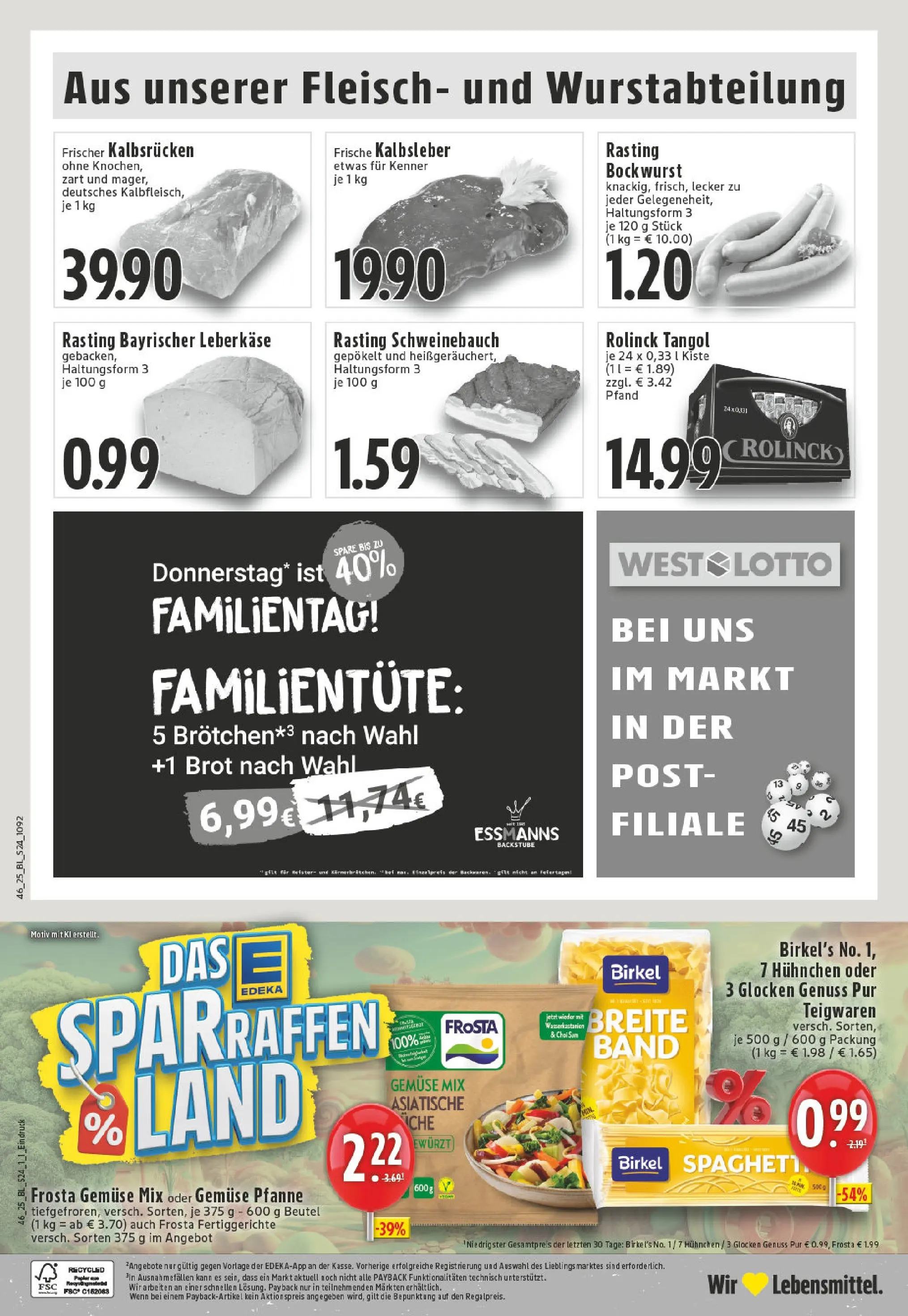 Edeka prospekt Billerbeck	 (ab 10.11.2025) » Angebote Online | Seite: 24 | Produkte: Bockwurst, Gemüse, Fertiggerichte, Brot