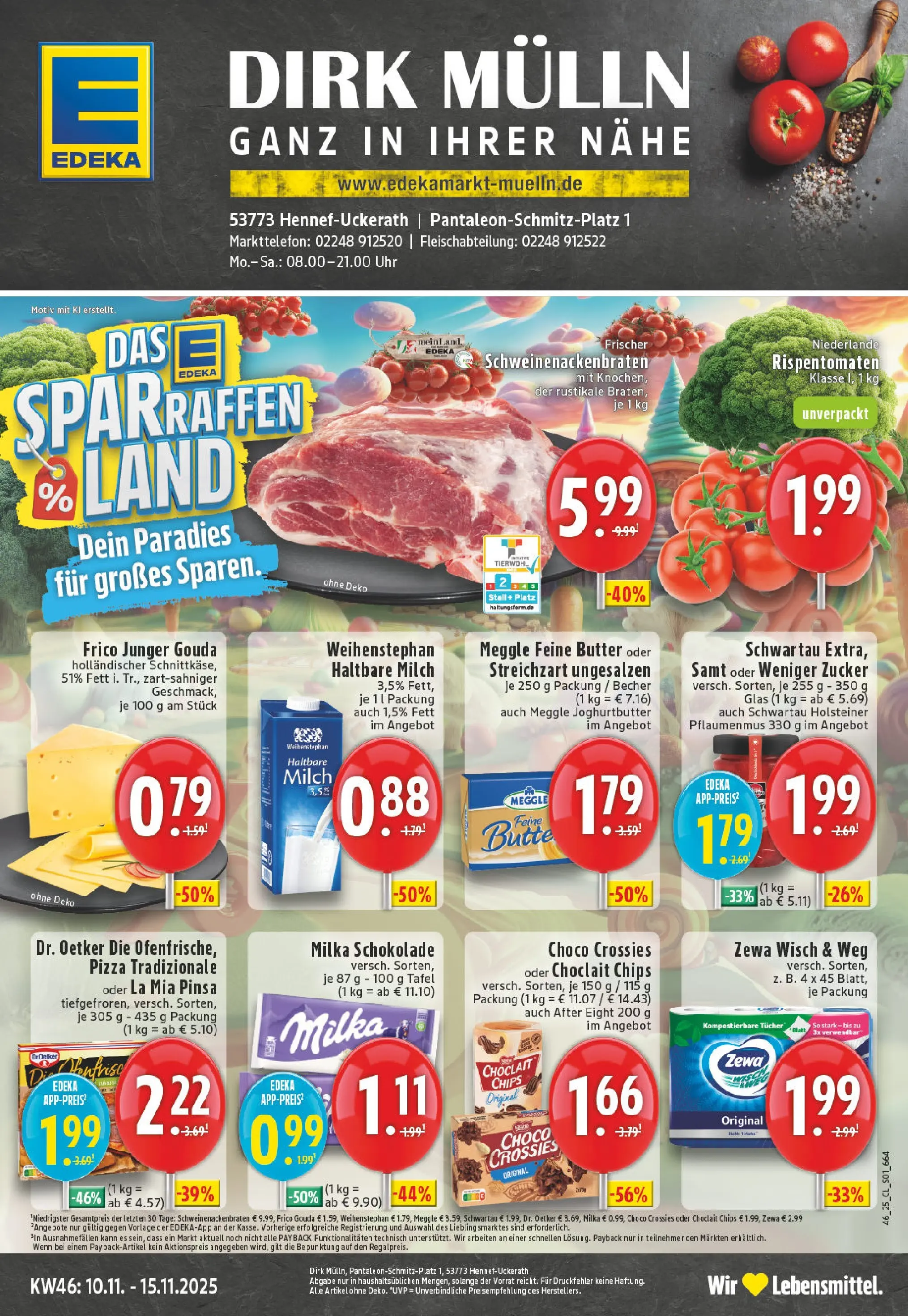 Edeka prospekt Hennef - Uckerath	 (ab 10.11.2025) » Angebote Online | Seite: 1 | Produkte: Butter, Zewa, Zucker, Pizza