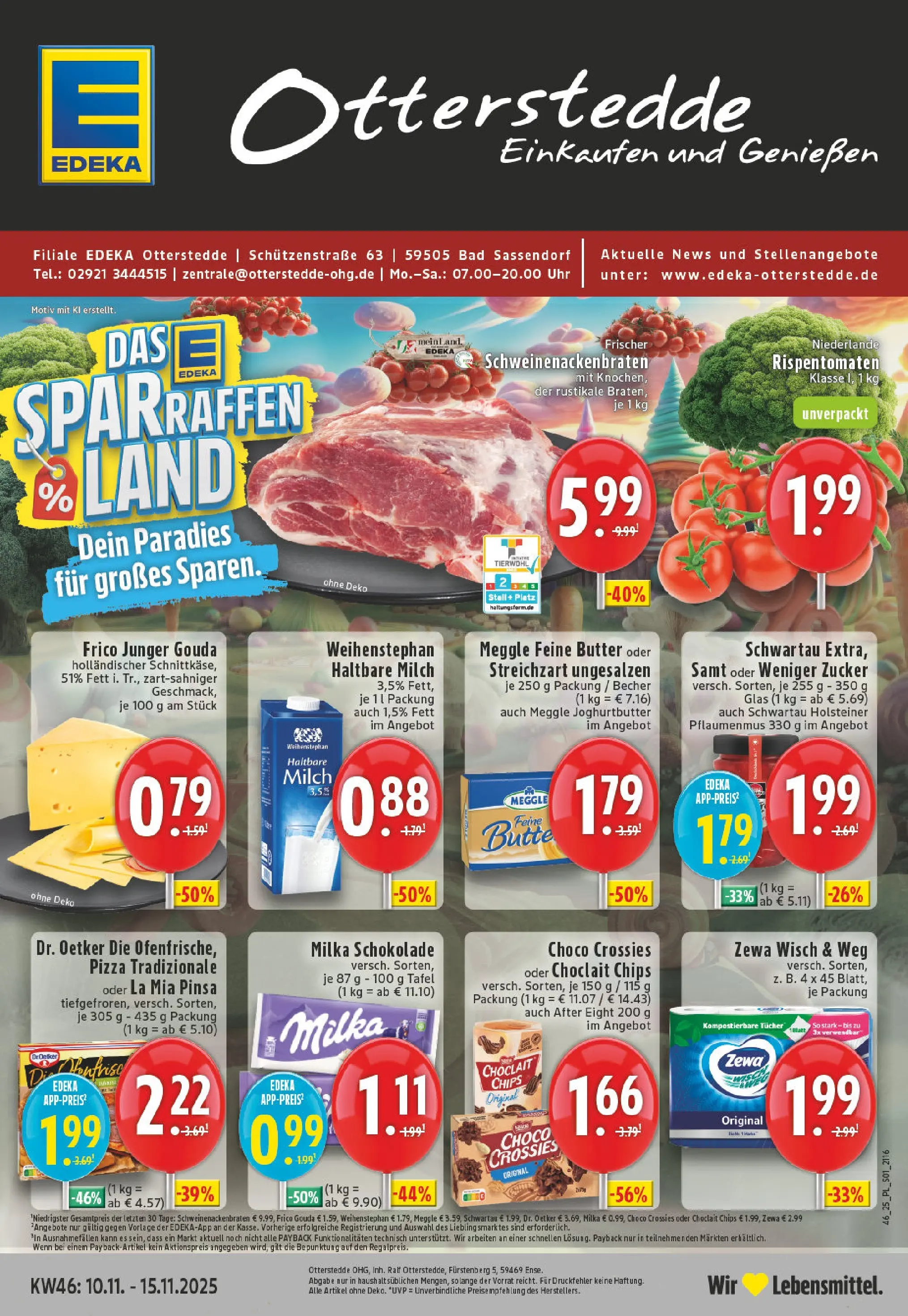 Edeka prospekt Bad Sassendorf	 (ab 09.11.2025) » Angebote Online | Seite: 1 | Produkte: Butter, Haltbare milch, Zewa, Uhr