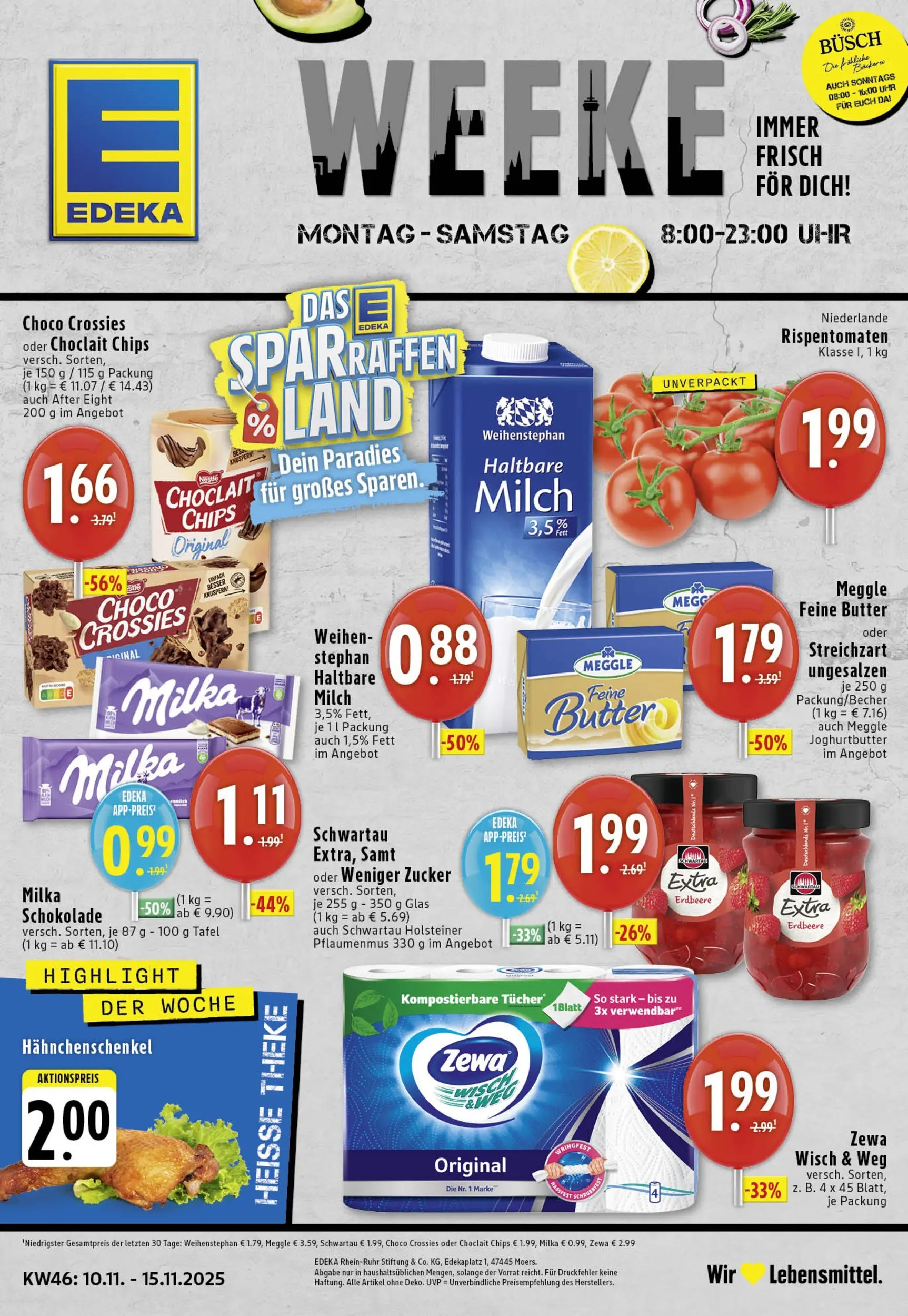 Edeka prospekt Köln	 (ab 09.11.2025) » Angebote Online | Seite: 1 | Produkte: Milch, Milka schokolade, Haltbare milch, Zucker