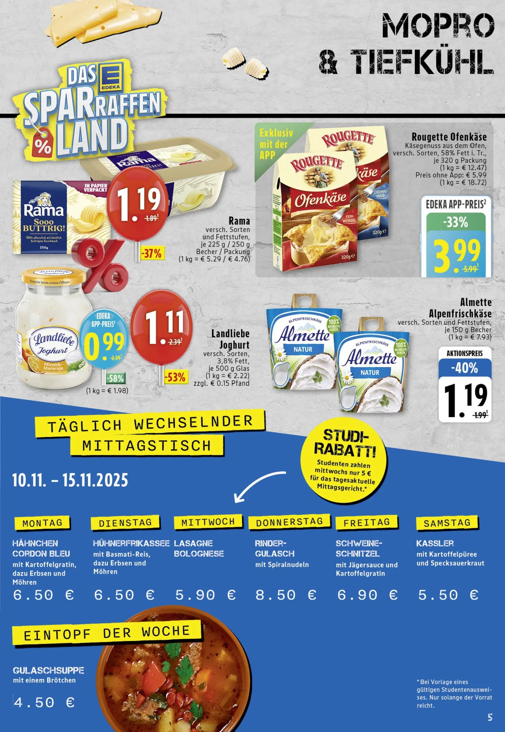 Edeka prospekt Köln	 (ab 09.11.2025) » Angebote Online | Seite: 5 | Produkte: Rama, Gulasch, Landliebe joghurt, Erbsen