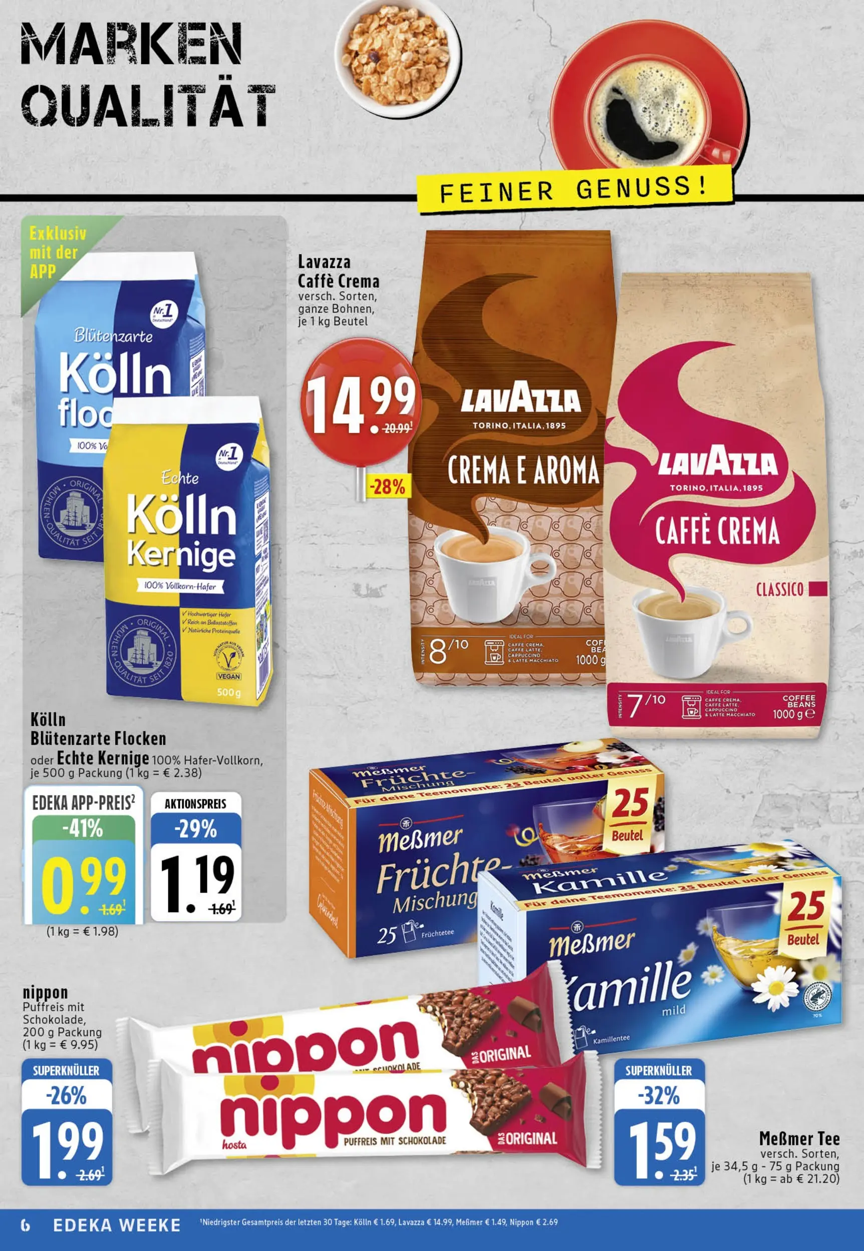 Edeka prospekt Köln	 (ab 09.11.2025) » Angebote Online | Seite: 6 | Produkte: Lavazza, Schokolade, Tee, Flocken