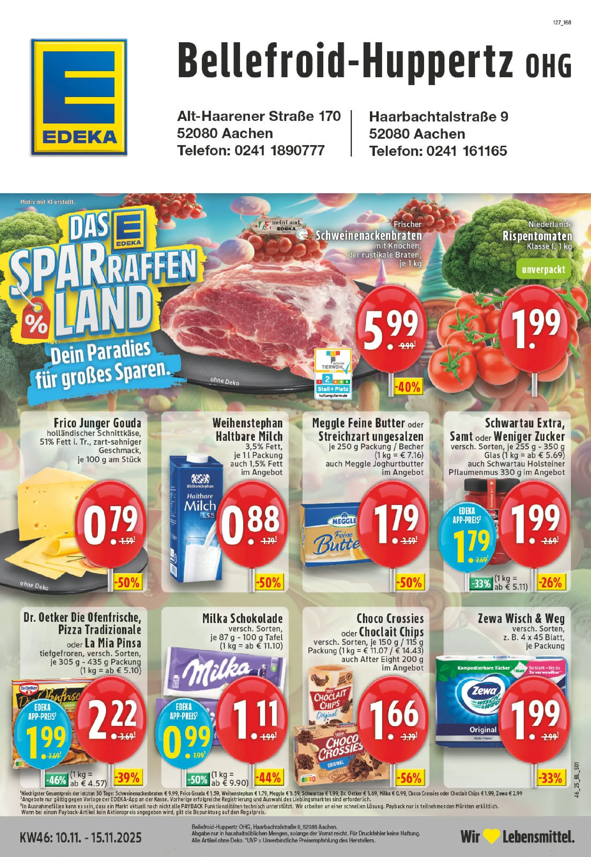 Edeka prospekt Aachen-Haaren	 (ab 09.11.2025) » Angebote Online | Seite: 1 | Produkte: Schokolade, Milka schokolade, Gouda, Milka