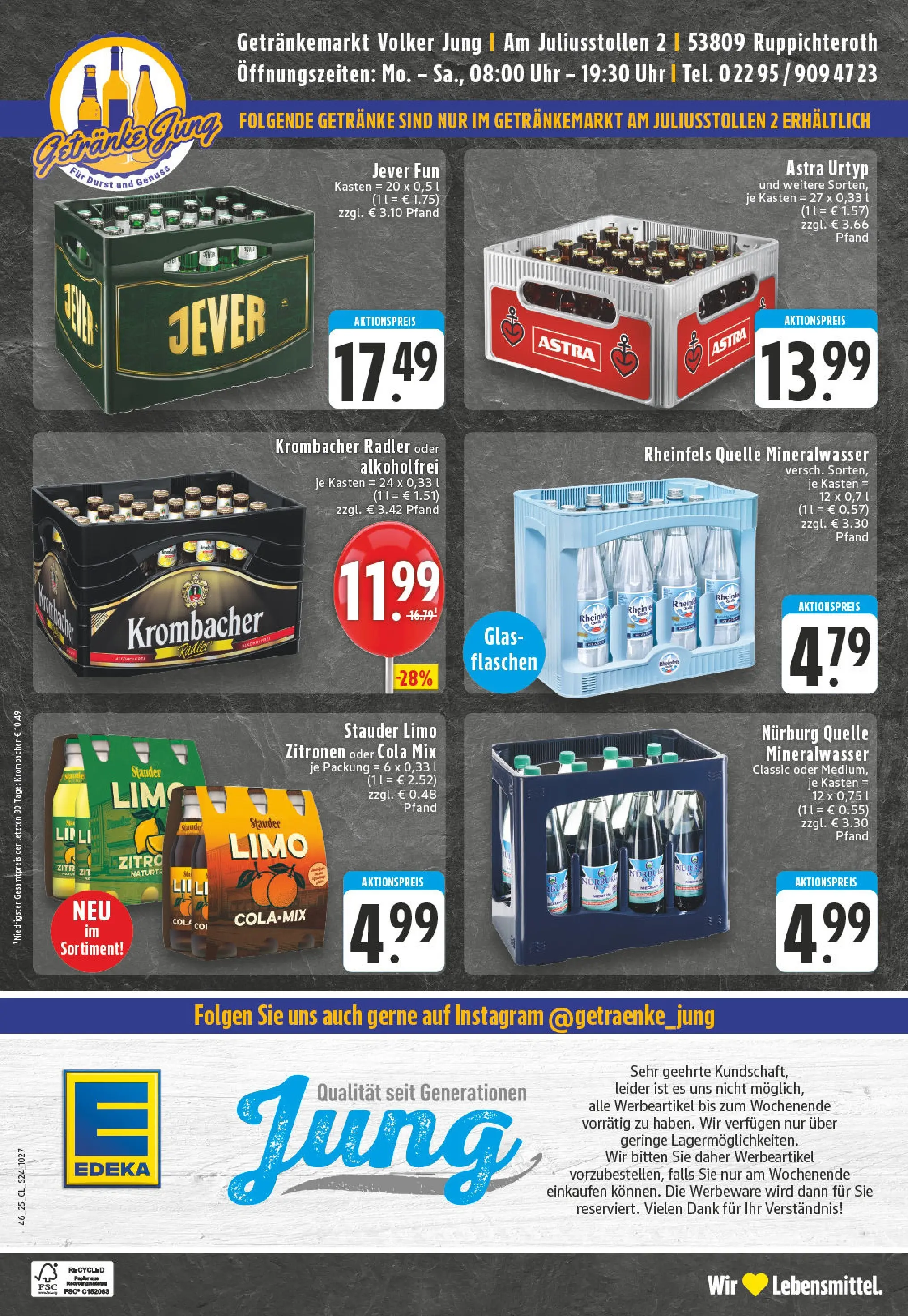 Edeka prospekt Ruppichteroth	 (ab 10.11.2025) » Angebote Online | Seite: 24 | Produkte: Cola, Jever, Uhr, Rheinfels quelle