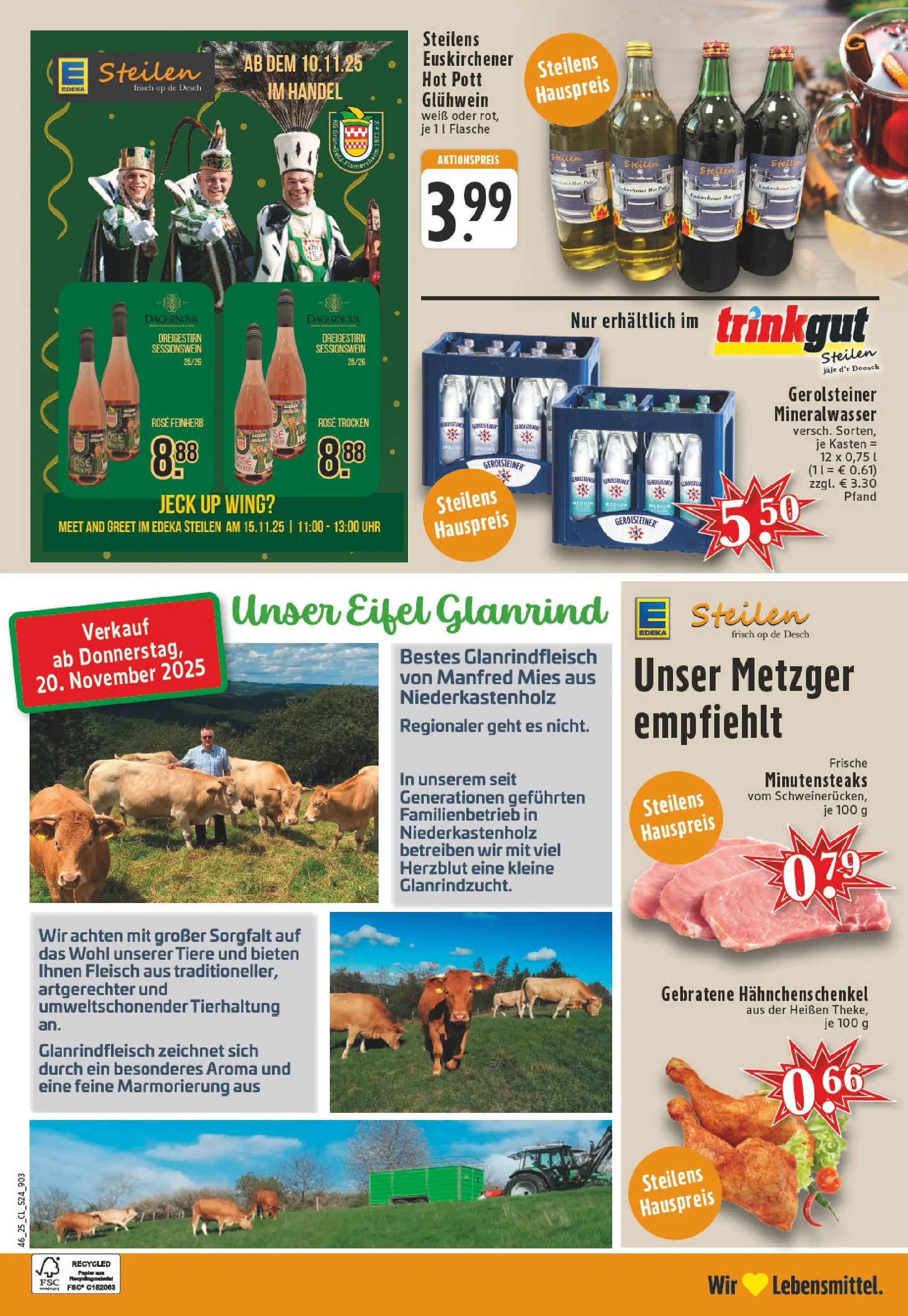 Edeka prospekt Euskirchen	 (ab 10.11.2025) » Angebote Online | Seite: 24 | Produkte: Hahnchenschenkel, Mineralwasser, Fleisch, Uhr