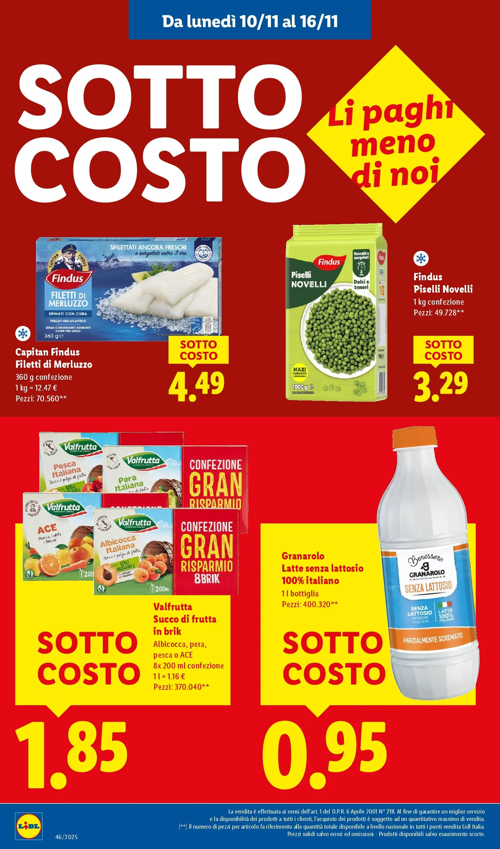 LIDL volantino della prossima settimana dal ﻿06/11/2025﻿ 📣 | Pagina: 4 | Prodotti: Succo, Frutta, Pera, Piselli