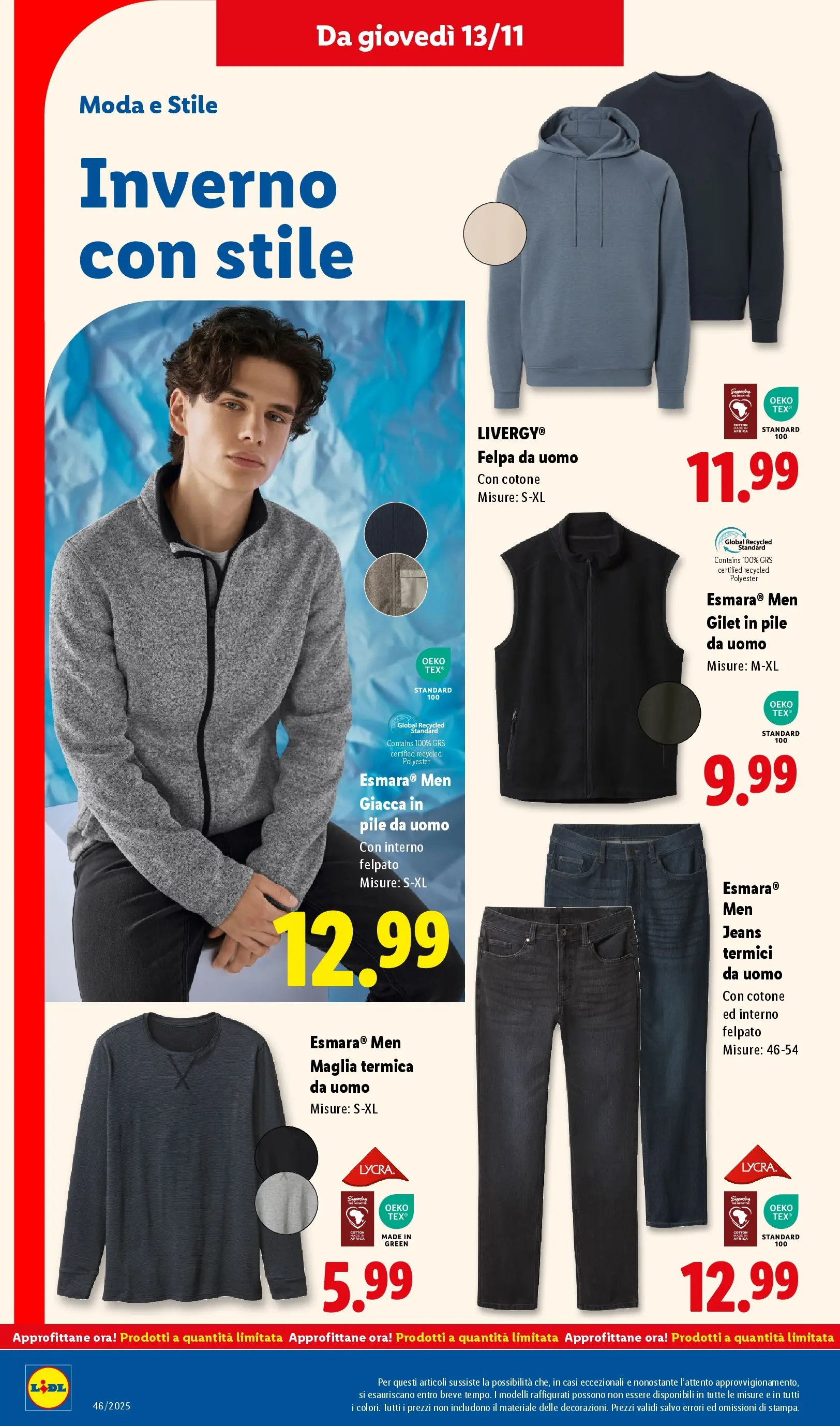 LIDL volantino della prossima settimana dal ﻿06/11/2025﻿ 📣 | Pagina: 46 | Prodotti: Pile, Felpa, Giacca, Jeans