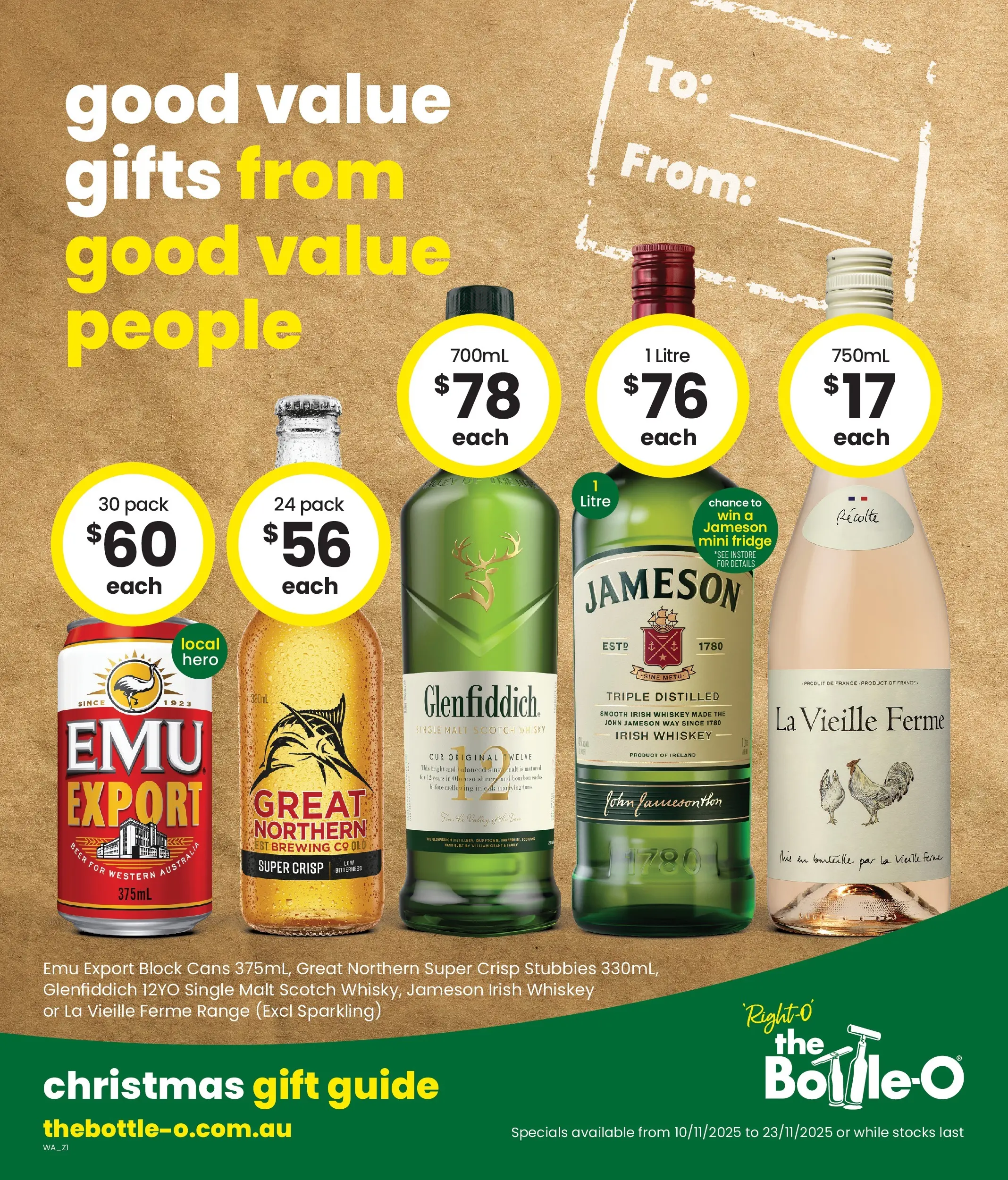 The Bottle-O - Good Value Gifts, From Good Value People. 10/11 - 09/11/2025 > weekly / monthly specials | Page: 1 | Products: Beer, Whiskey, Scotch, Fridge