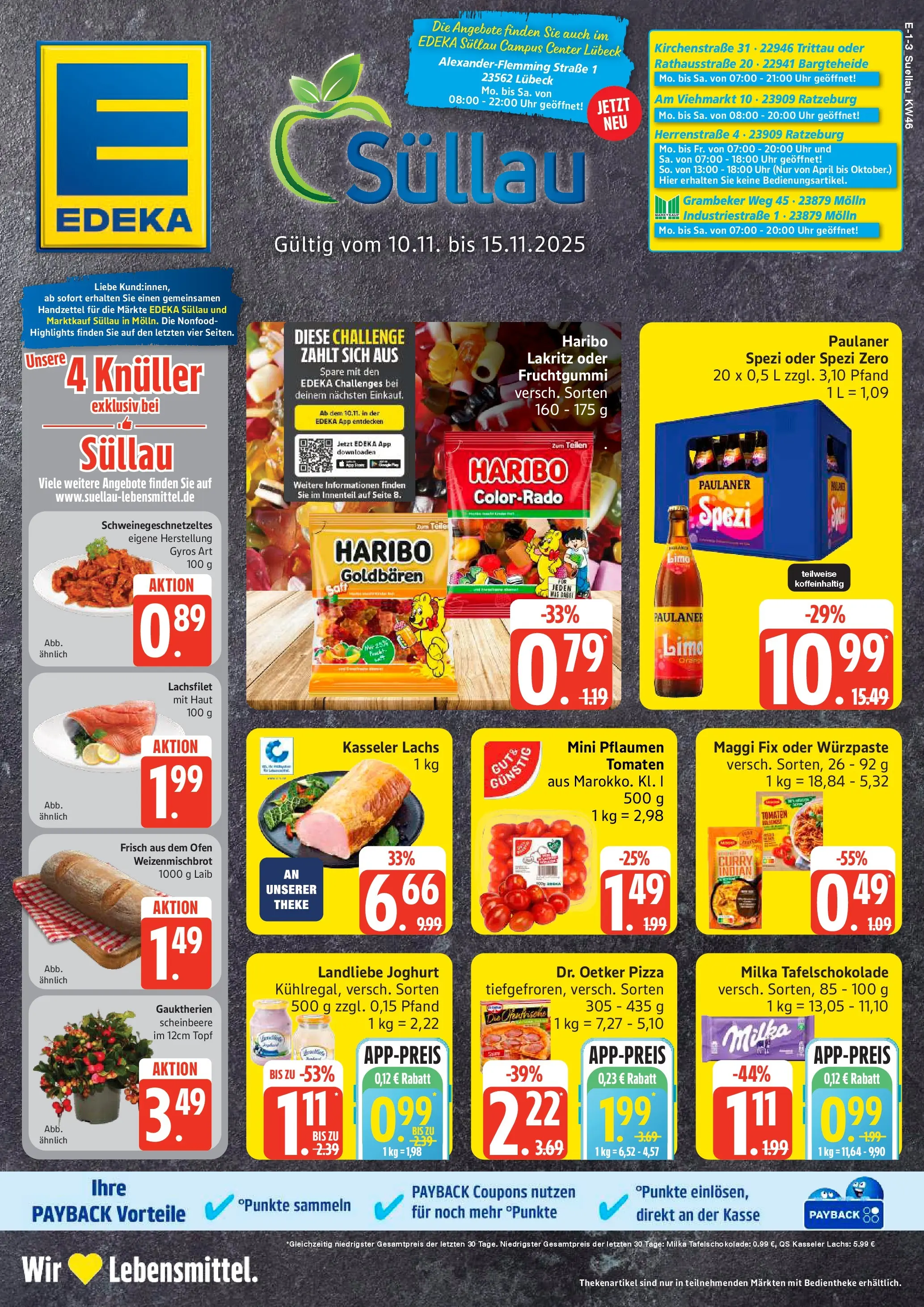 Edeka prospekt Ratzeburg	 (ab 10.11.2025) » Angebote Online | Seite: 1 | Produkte: Pflaumen, Haribo, Theke, Milka