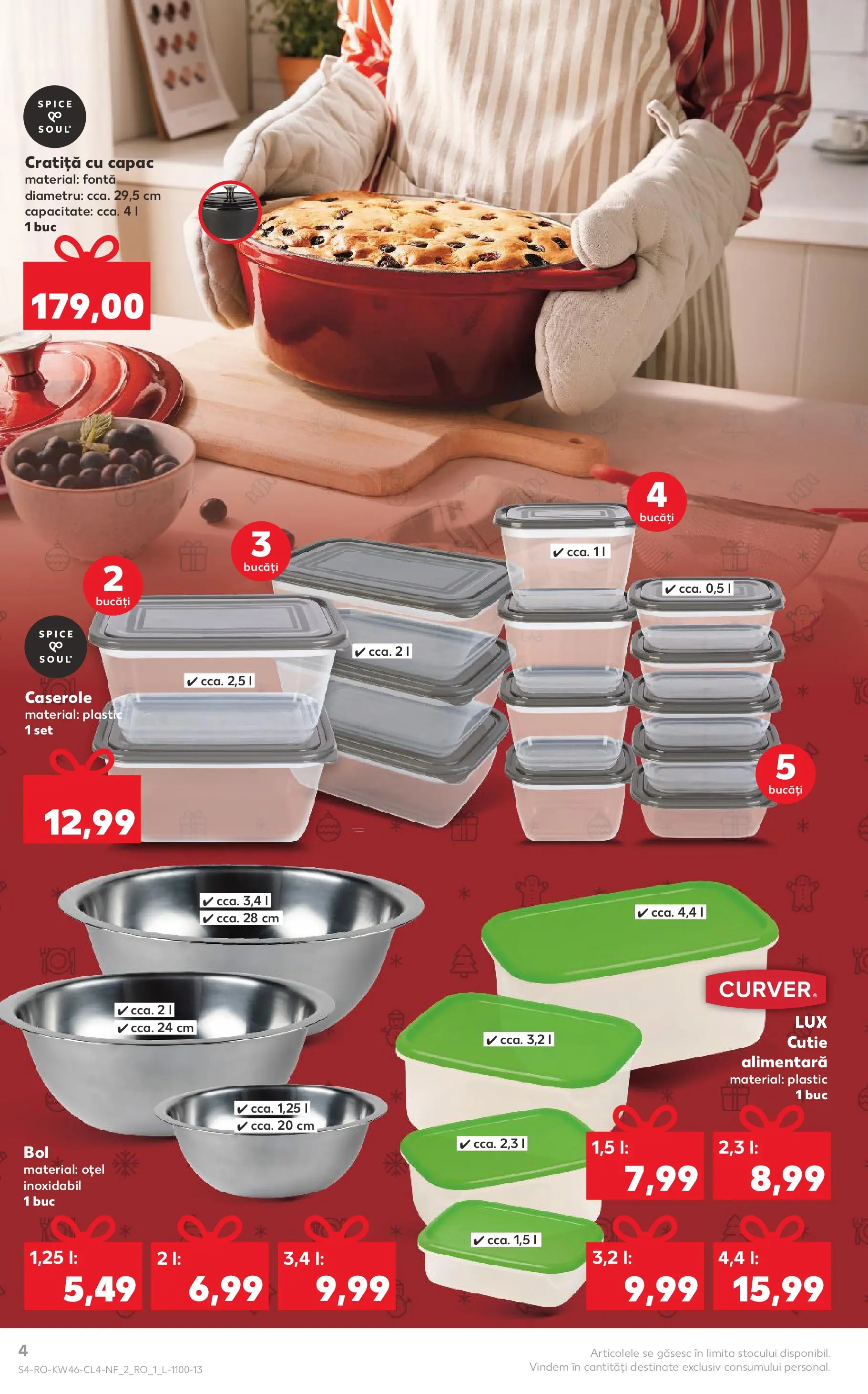 Catalog Kaufland - Bârlad 11.11.2025 - Revista si Oferta | Pagină: 4 | Produse: Cratiță, Caserole, Bol, Cutie