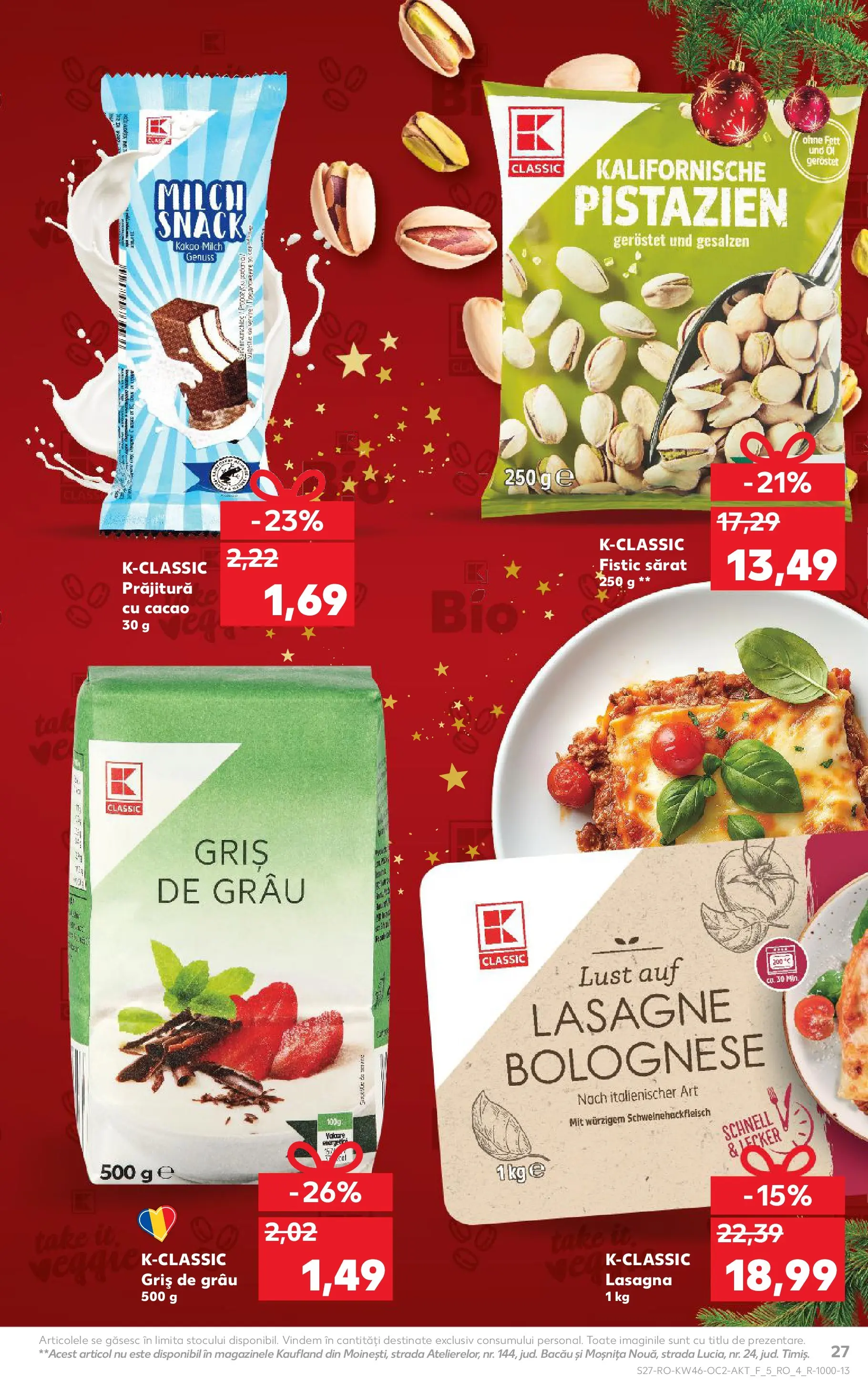 Catalog Kaufland - Domnesti 11.11.2025 - Revista si Oferta | Pagină: 27 | Produse: Lasagna, Prăjitură, Fistic, Cacao