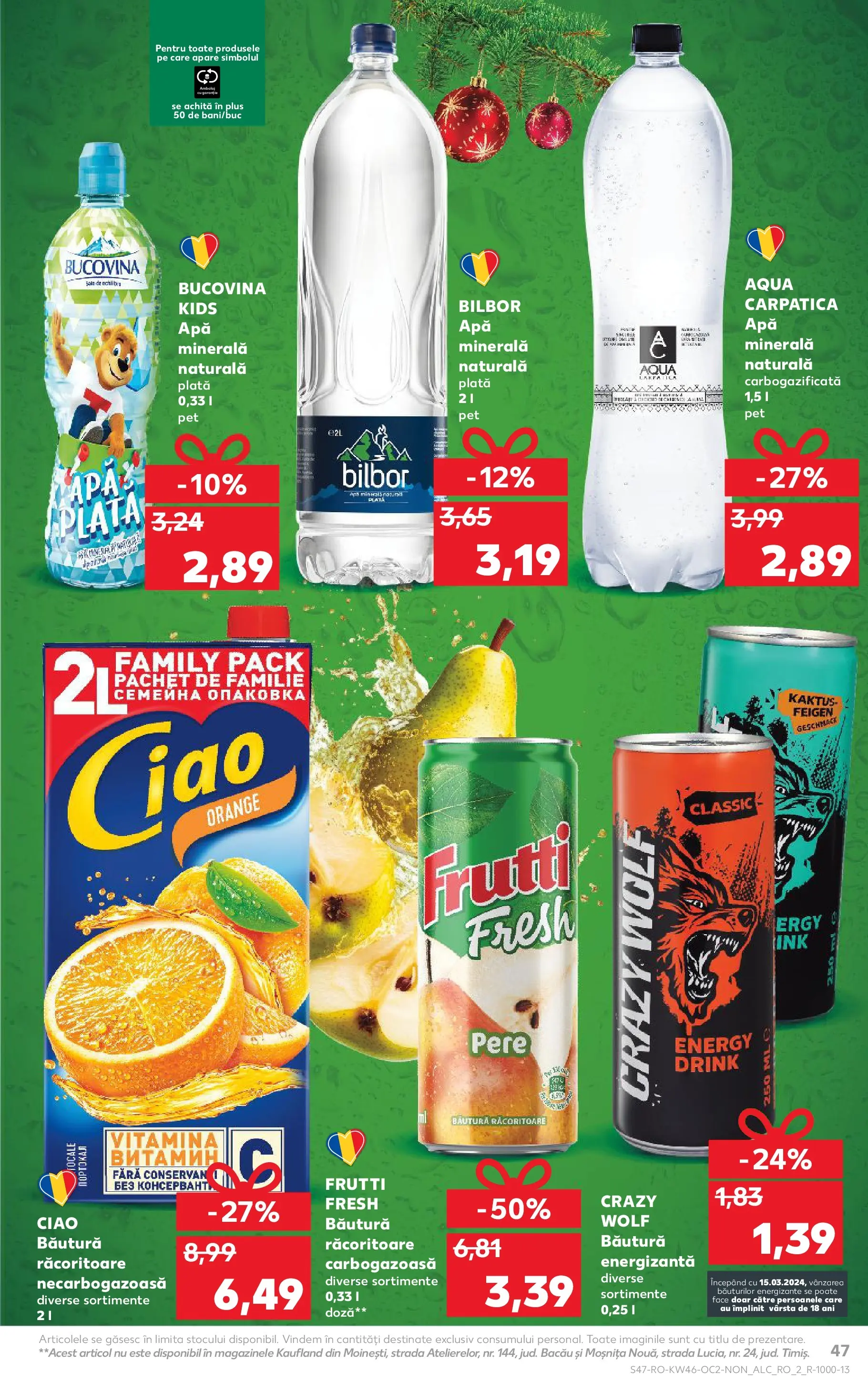 Catalog Kaufland - Domnesti 11.11.2025 - Revista si Oferta | Pagină: 47 | Produse: Yazı tahtası kalemi, Băutură energizantă, Apă
