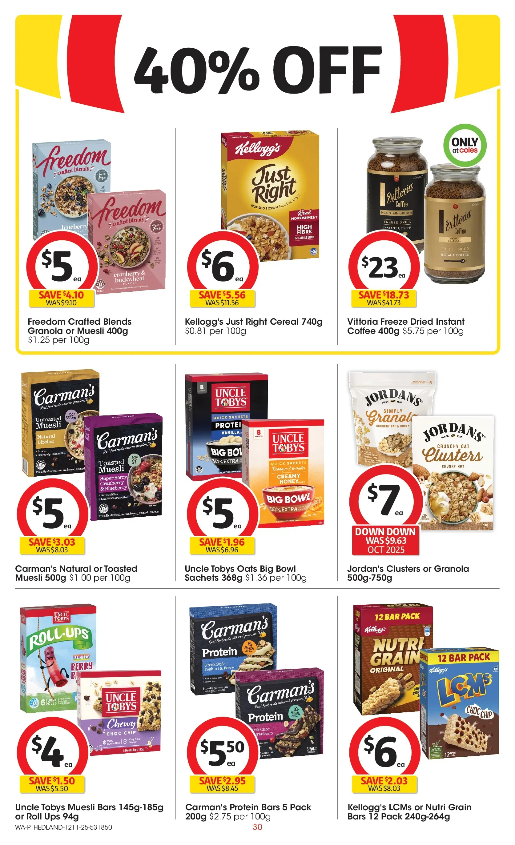 ﻿﻿Coles catalogue valid from 12/11/2025 > Online Australia | Page: 30 | Products: Granola, Oats, Cereal, UPS