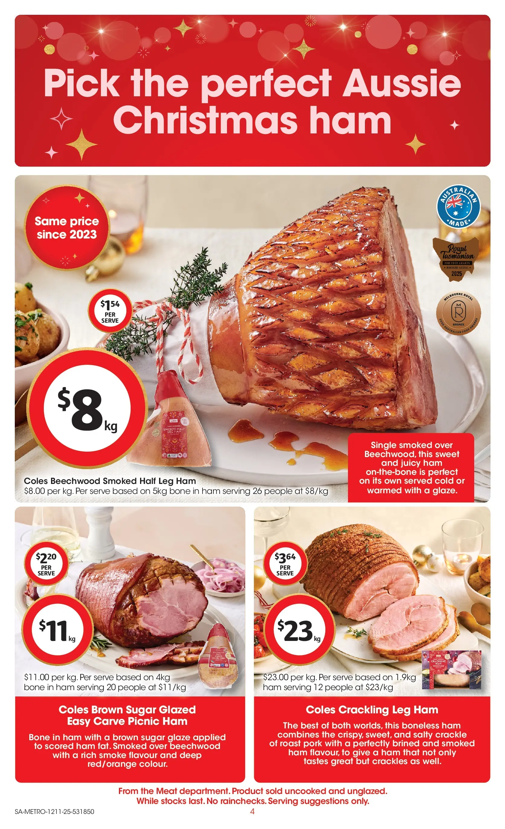 ﻿﻿Coles catalogue valid from 12/11/2025 > Online Australia | Page: 4 | Products: Ham, Pork, Meat, Sugar