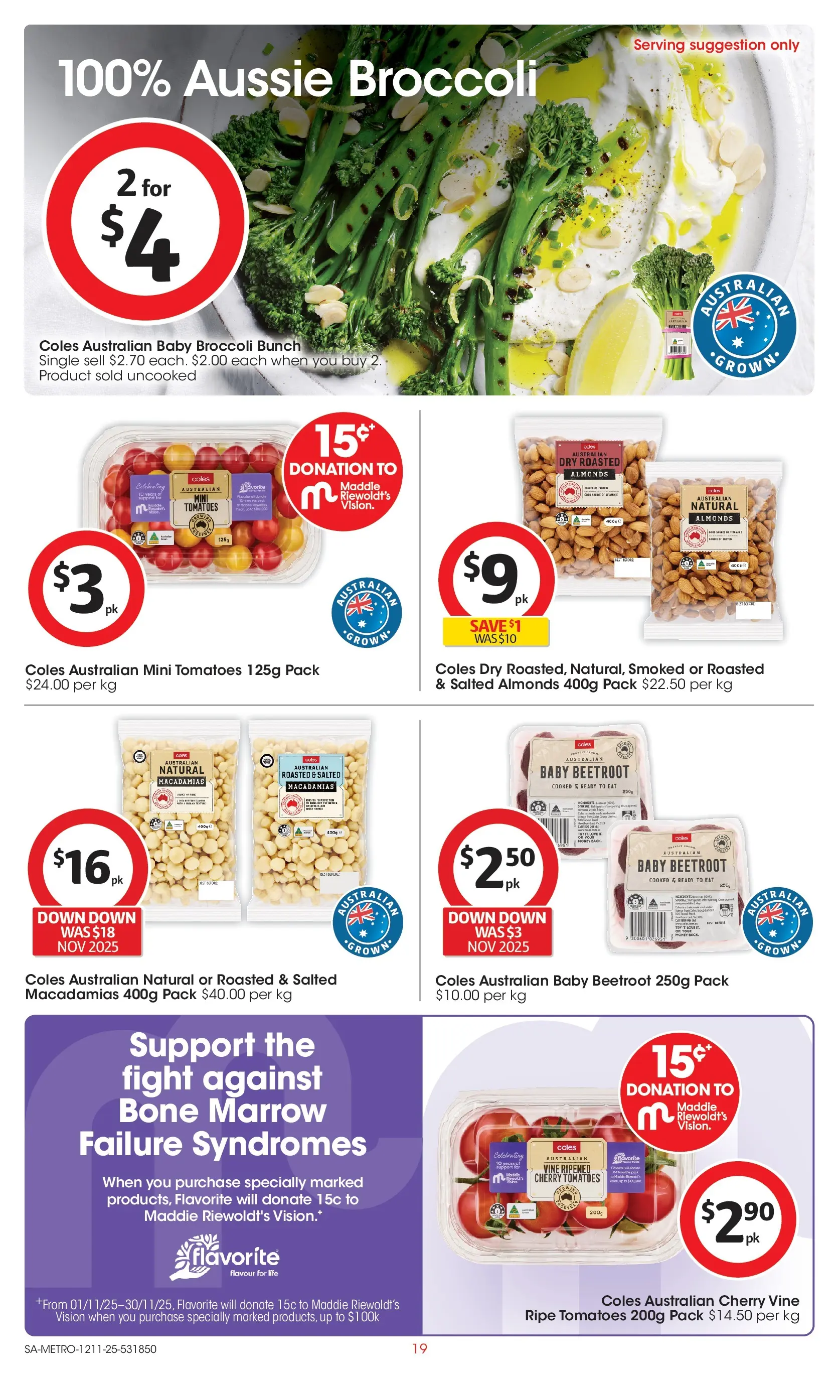 ﻿﻿Coles catalogue valid from 12/11/2025 > Online Australia | Page: 19 | Products: Almonds, Honey, Tomatoes, Beetroot