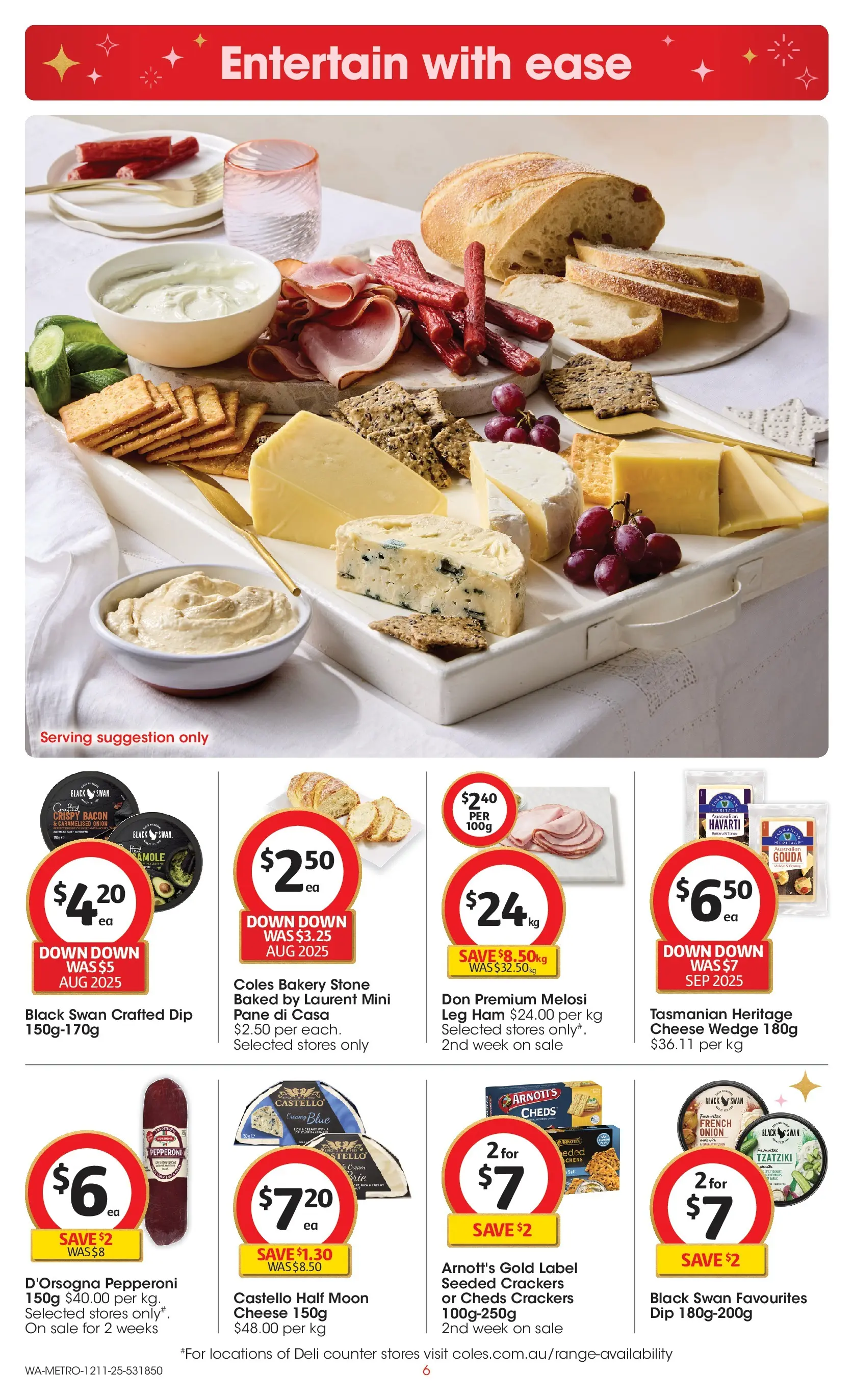 ﻿﻿Coles catalogue valid from 12/11/2025 > Online Australia | Page: 6 | Products: Crackers, Cheese, Ham, Bakery