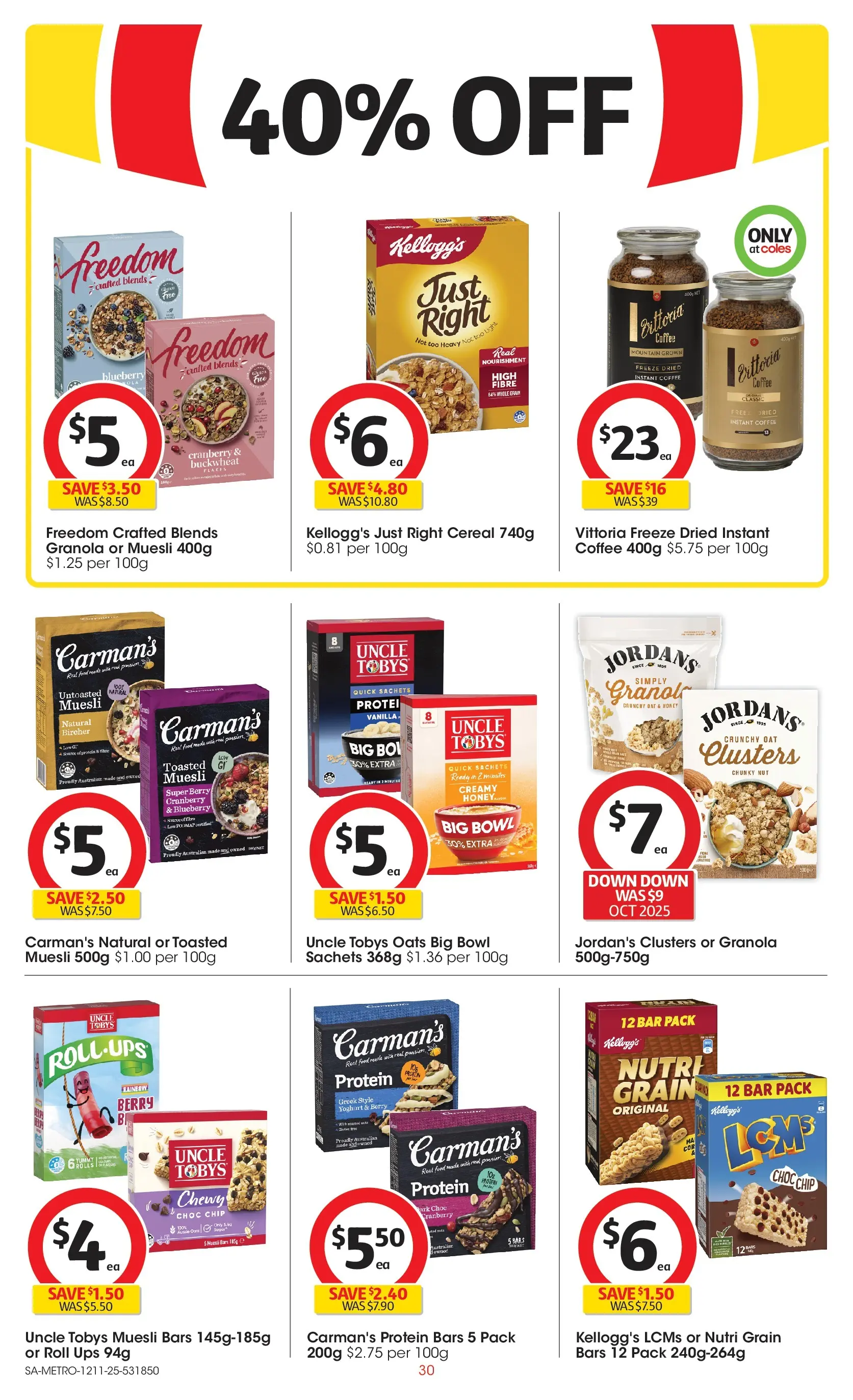 ﻿﻿Coles catalogue valid from 12/11/2025 > Online Australia | Page: 30 | Products: Granola, Honey, Flakes, UPS