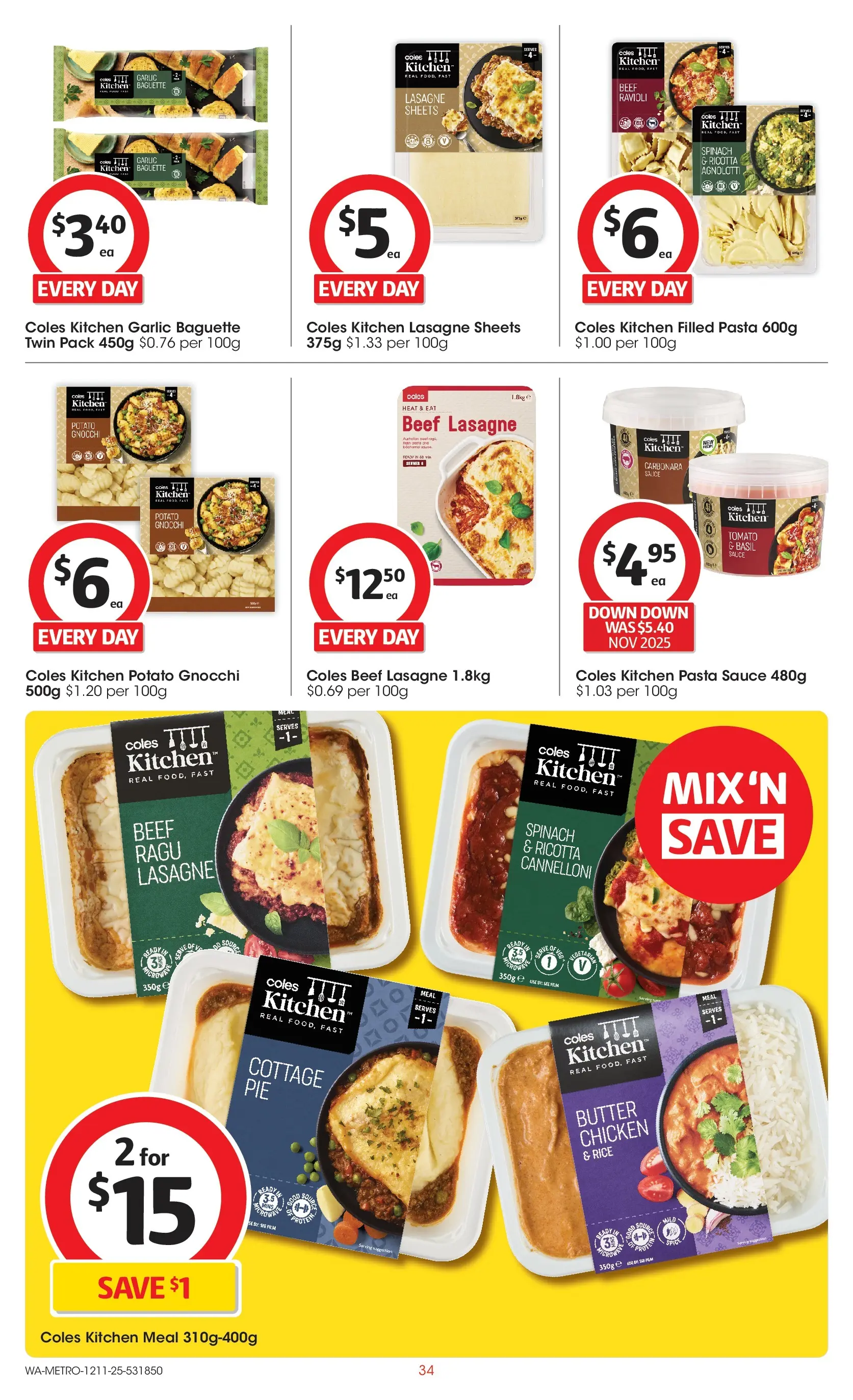 ﻿﻿Coles catalogue valid from 12/11/2025 > Online Australia | Page: 34 | Products: Butter, Chicken, Beef, Pasta