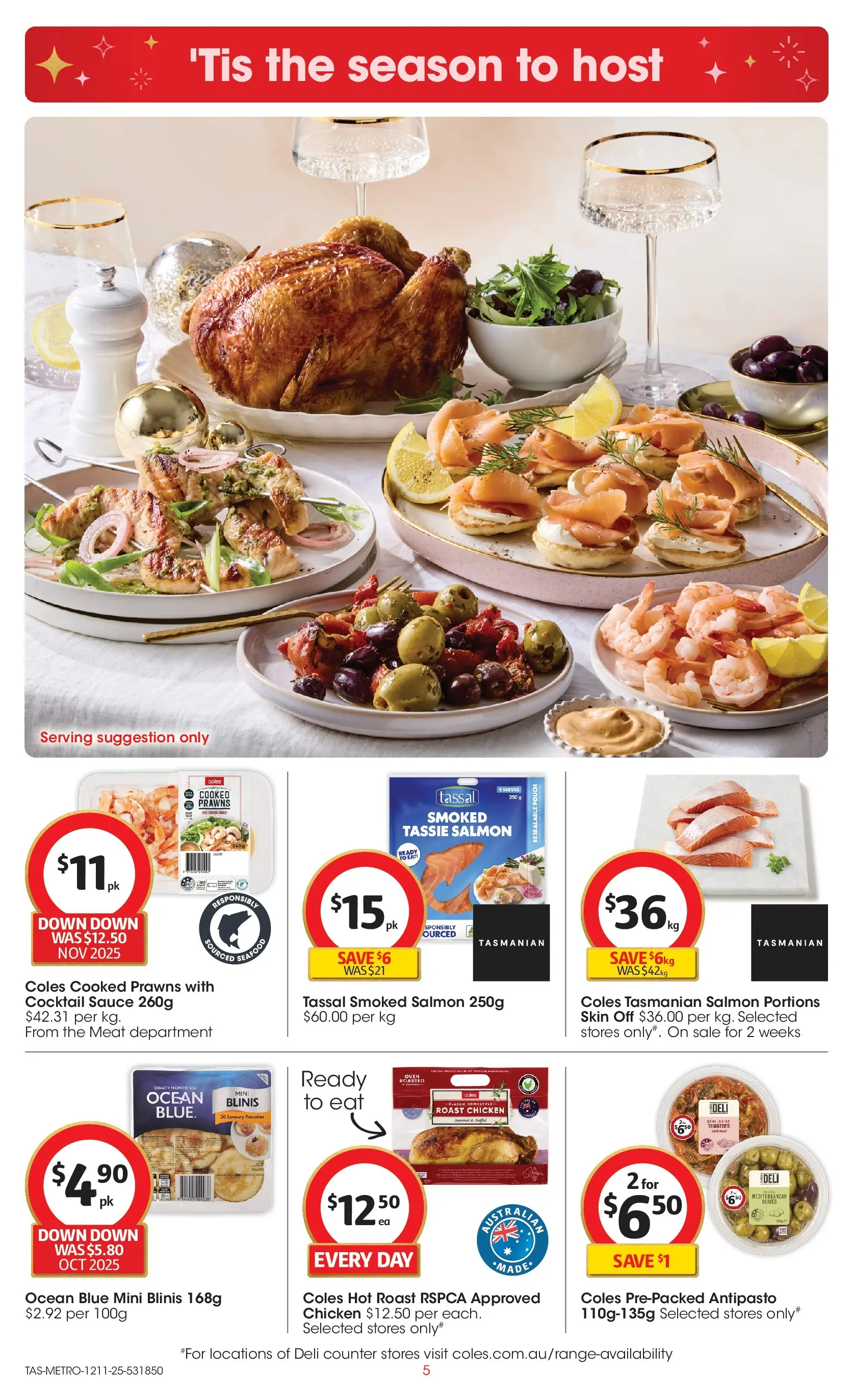 ﻿﻿Coles catalogue valid from 12/11/2025 > Online Australia | Page: 5 | Products: Chicken, Tomatoes, Olives, Sauce