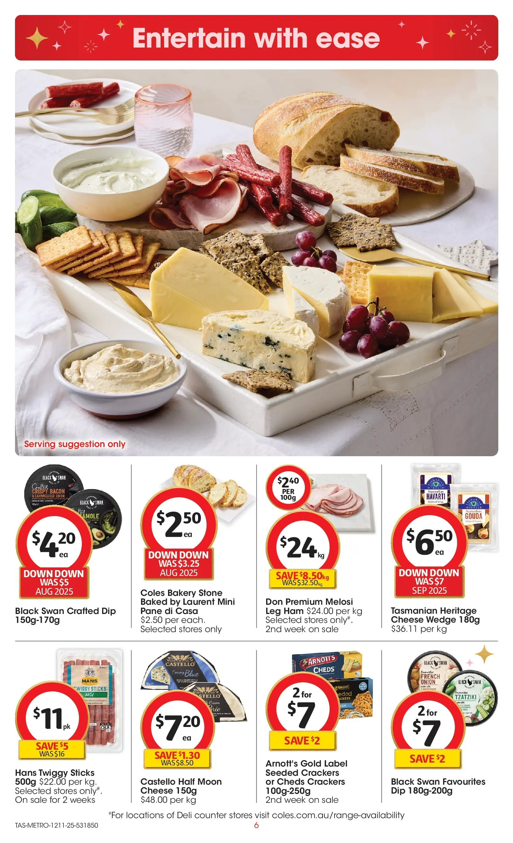 ﻿﻿Coles catalogue valid from 12/11/2025 > Online Australia | Page: 6 | Products: Bacon, Crackers, Cheese, Ham