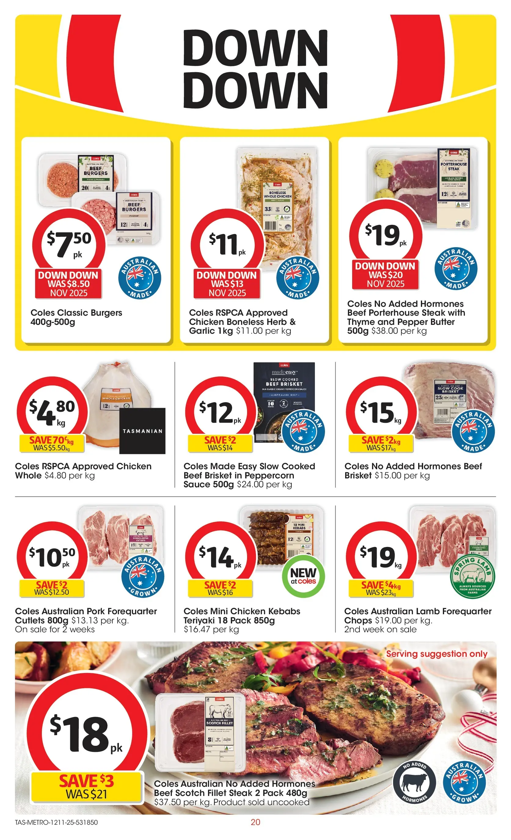 ﻿﻿Coles catalogue valid from 12/11/2025 > Online Australia | Page: 20 | Products: Chicken, Pork, Beef, Steak