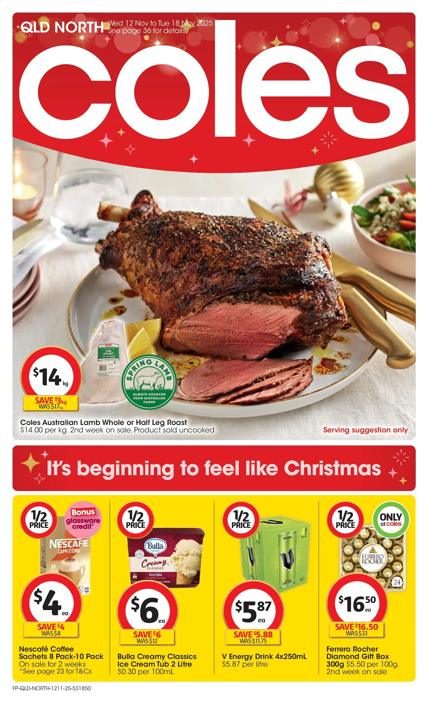 ﻿﻿Coles catalogue valid from 12/11/2025 > Online Australia | Page: 1 | Products: Diamond, Energy drink, Lamb, Ice cream