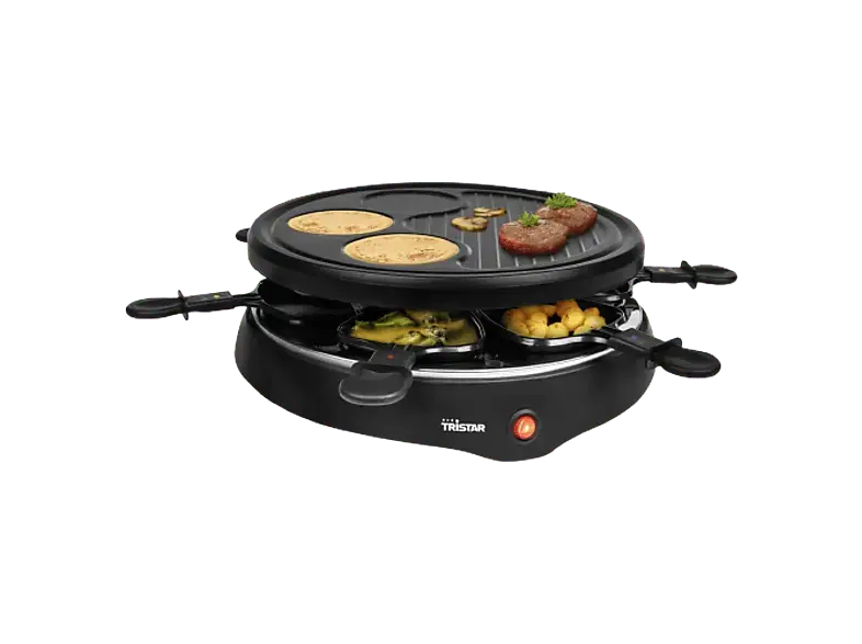 TriStar Raclette Grill für 6 Personen Rund Schwarz RA-2998 (in Schwarz, Personen, 800 Watt)