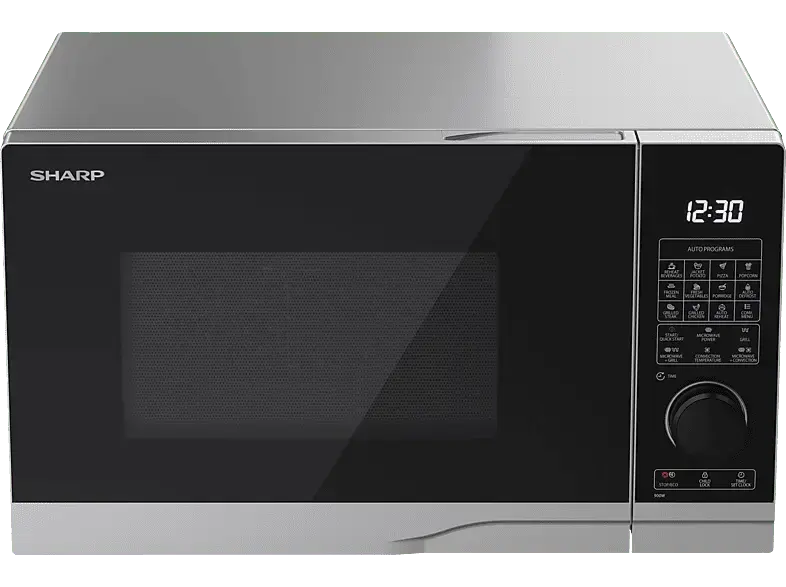 Sharp PC254AES-DE Mikrowelle (900 Watt, Freistehend, 25 l, Silber)
