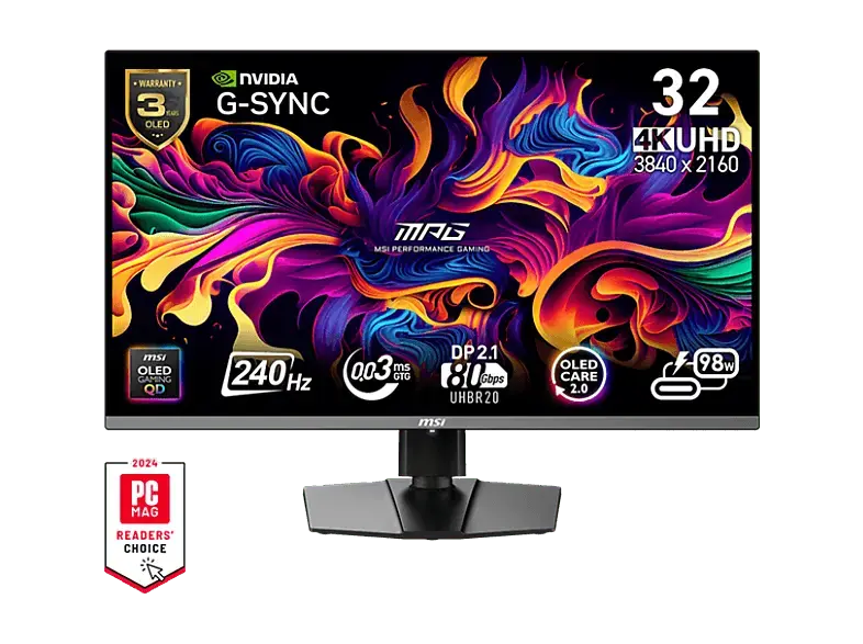 MSI MPG 322URXDE 31,5 Zoll Gaming Monitor, UHD 4K, 0,03 ms Reaktionszeit, 240 Hz, Schwarz