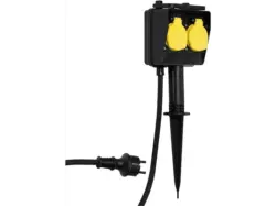 Vivanco 61155 Outdoor 2-fach Steckdose mit Erdspieß, 3m; Außensteckdose