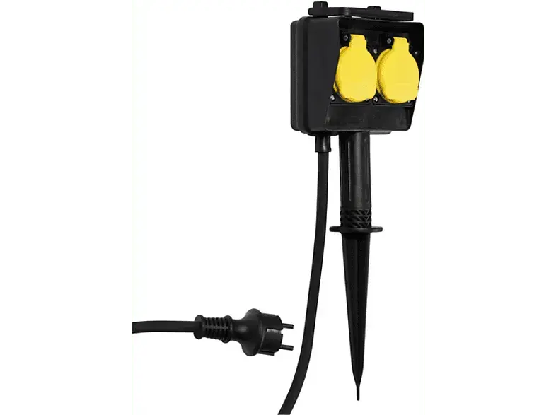 Vivanco 61155 Outdoor 2-fach Steckdose mit Erdspieß, 3m; Außensteckdose