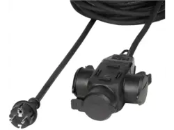 Vivanco 61154 Outdoor Schuko-Verlängerungskabel mit 3-fach Steckdose, 10m; Outdoor Verlängerungskabel