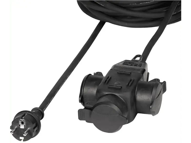 Vivanco 61154 Outdoor Schuko-Verlängerungskabel mit 3-fach Steckdose, 10m; Outdoor Verlängerungskabel