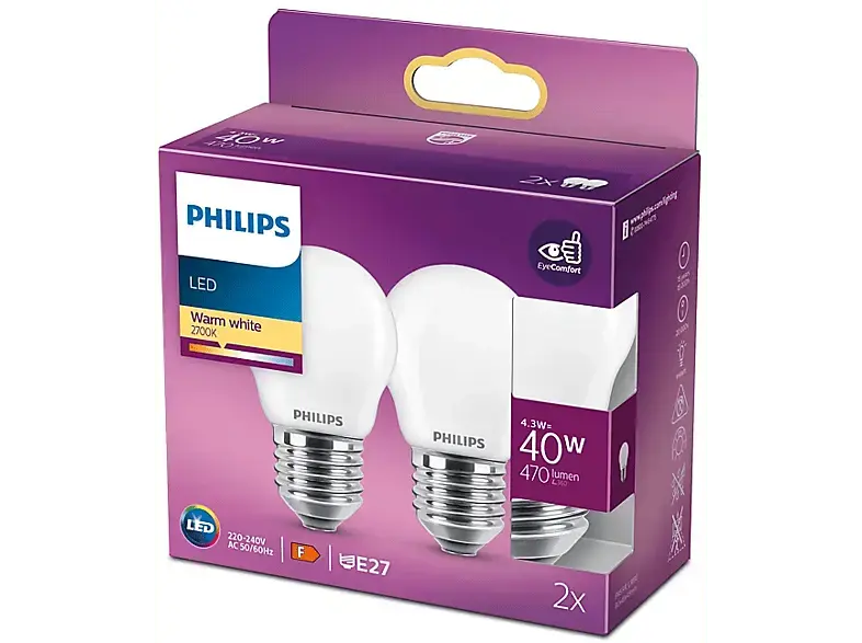 Philips Glühlampe LED Classic 40W P45 E27 WW FR NDRF2SRT6; LED Lampe