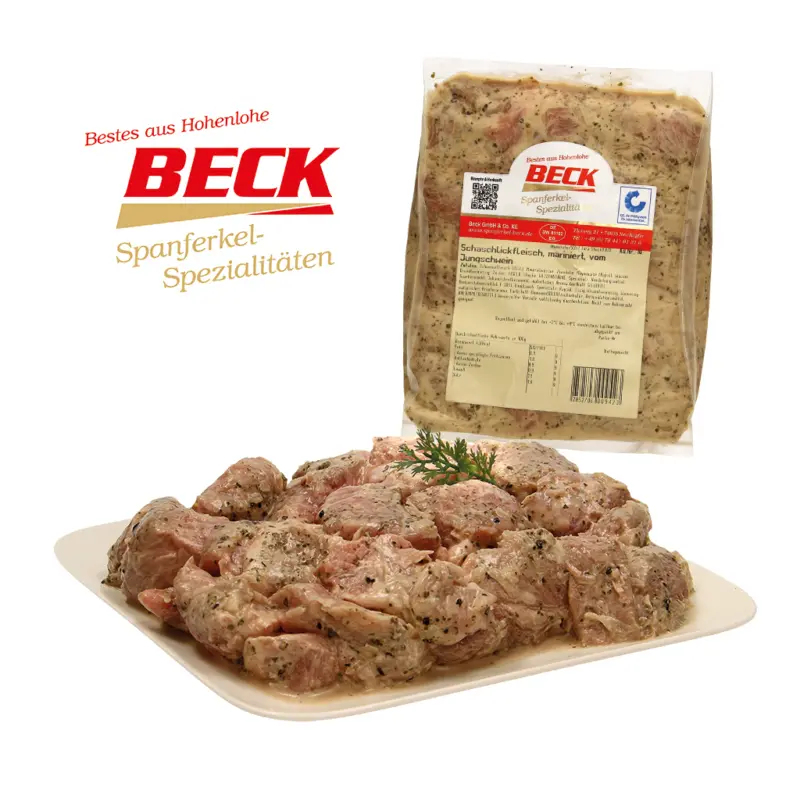 Schaschlickfleisch vom Jungschwein, mariniert