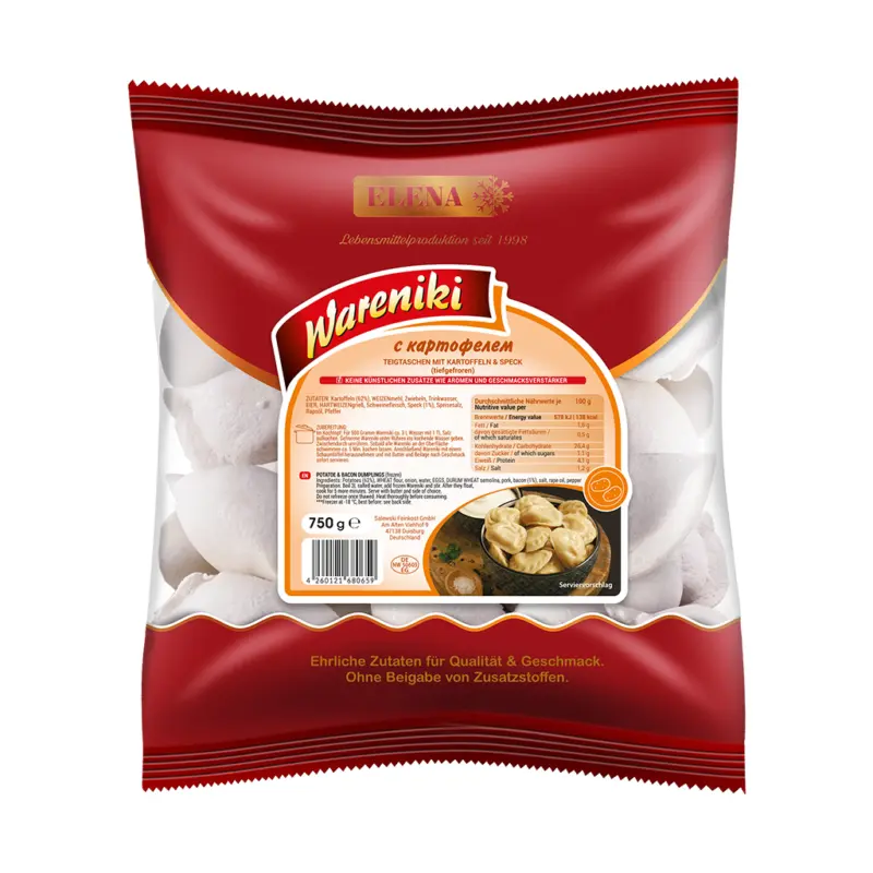 Wareniki-Teigtaschen gefüllt mit Kartoffeln & Speck