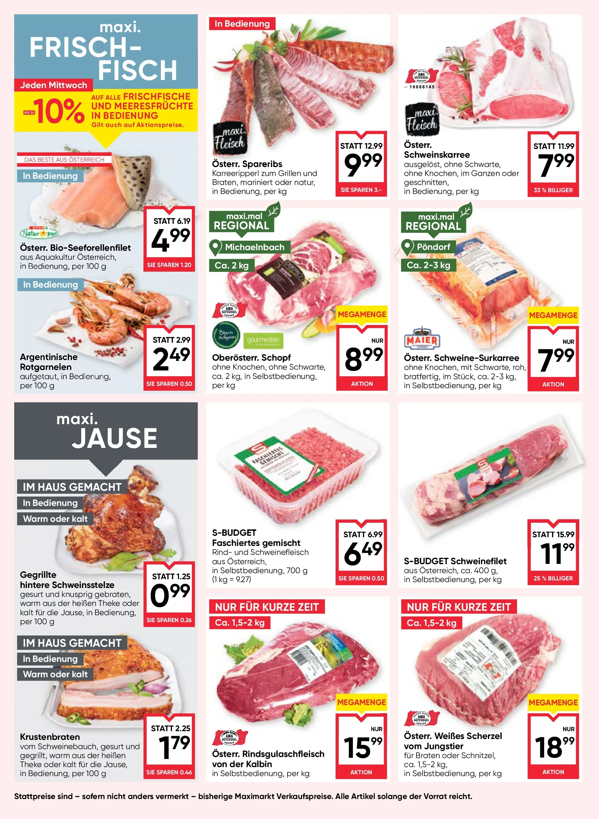 Maximarkt Haid, Linz von 13.11.2025 - Aktuelle Angebote | Seite: 8 | Produkte: Meeresfrüchte, Schweinefleisch, Fisch
