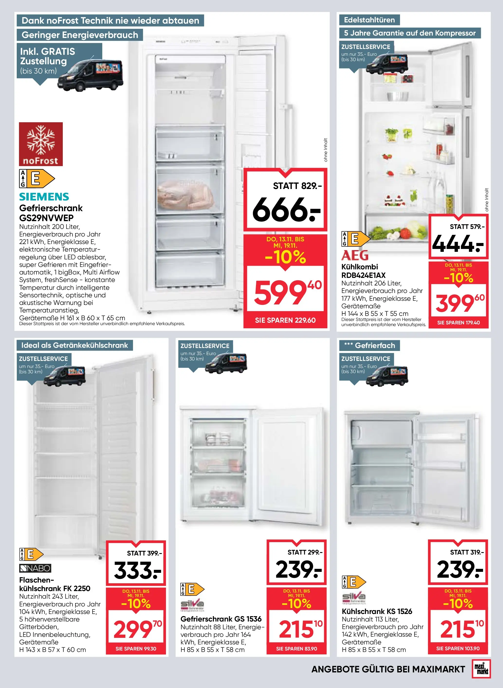 Maximarkt Haid, Linz von 13.11.2025 - Aktuelle Angebote | Seite: 21 | Produkte: Kühlschrank, Gefrierschrank