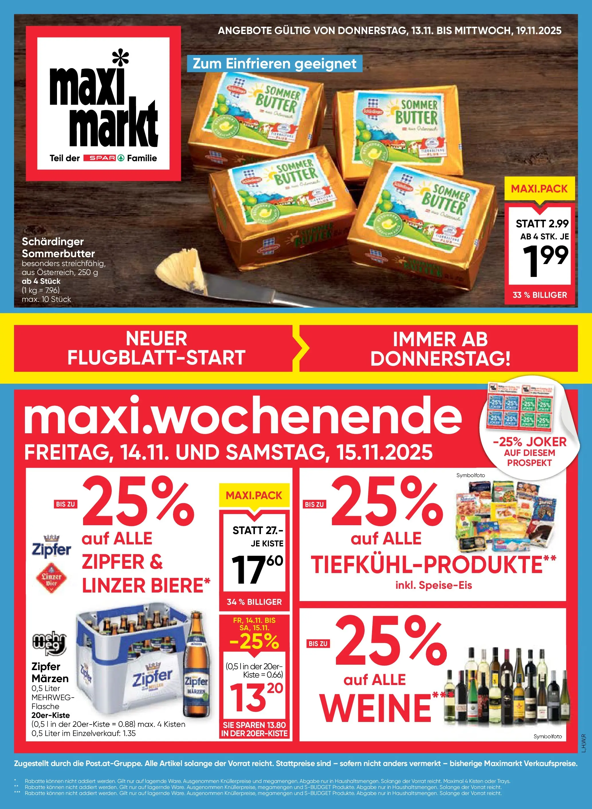 Maximarkt Haid, Linz von 13.11.2025 - Aktuelle Angebote | Seite: 1 | Produkte: Butter