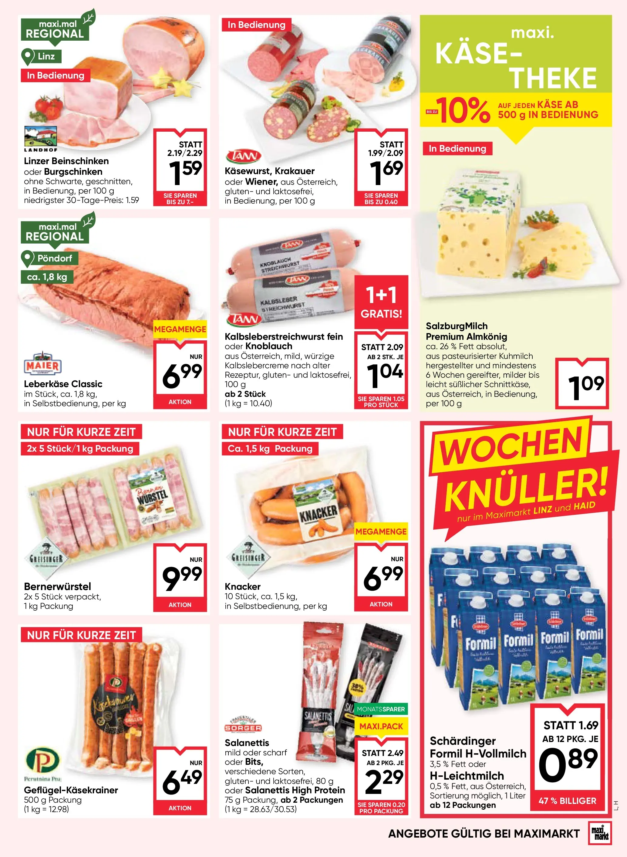 Maximarkt Haid, Linz von 13.11.2025 - Aktuelle Angebote | Seite: 9 | Produkte: Knoblauch, Käse